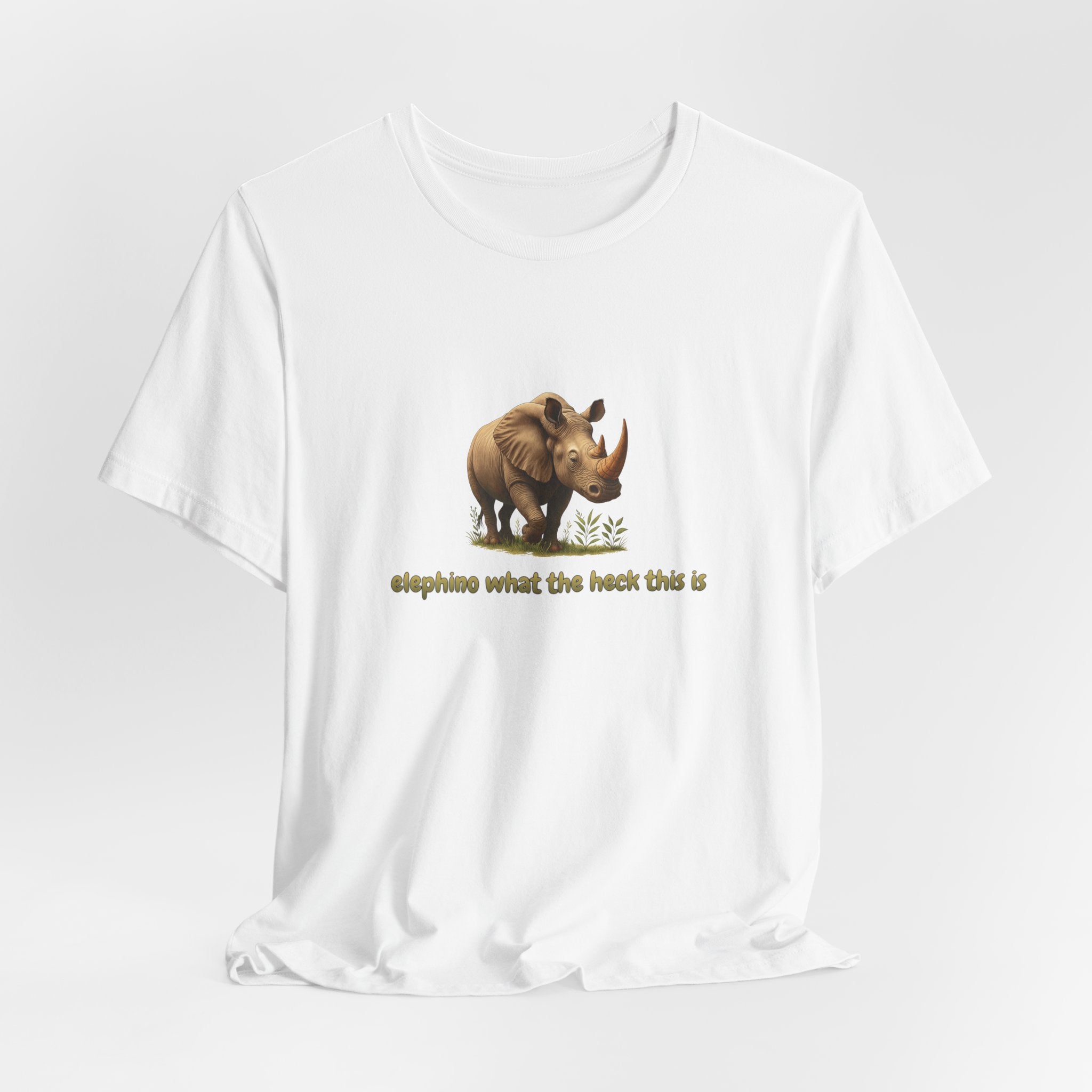 Elephant Rhino Graphic Tee — "elephino what the heck this is" Funny Wildlife T-Shirt
