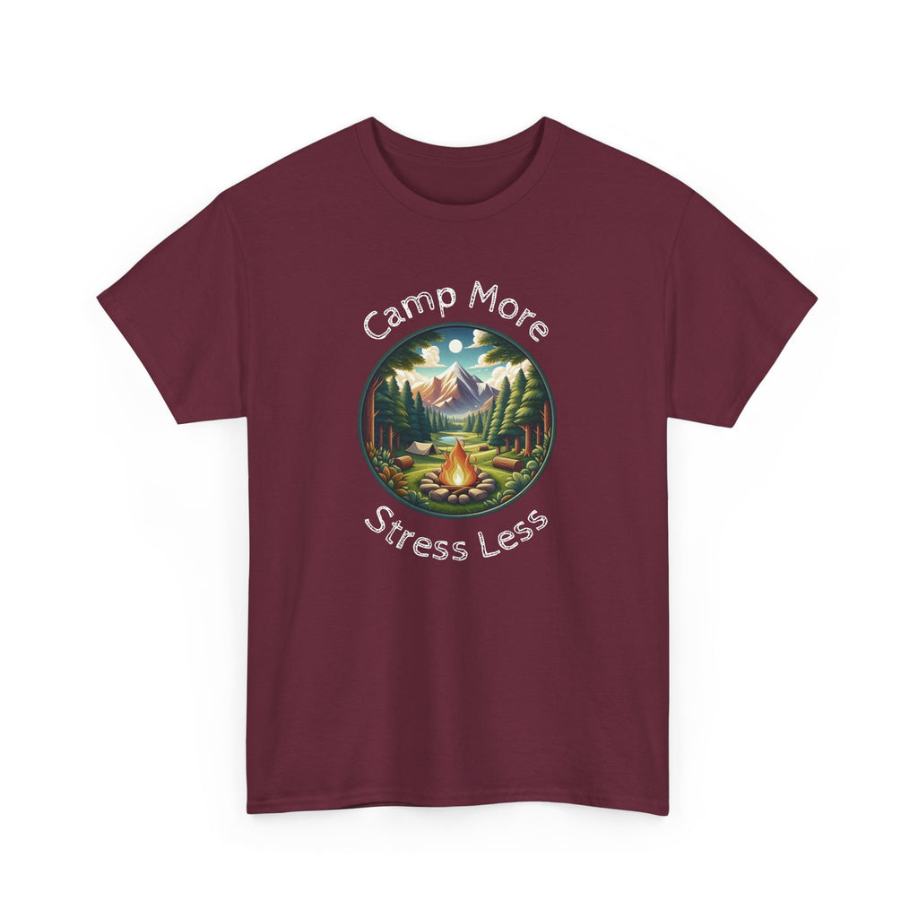 Camp More Stress Less T-Shirt — Outdoor Camping Nature Graphic Tee