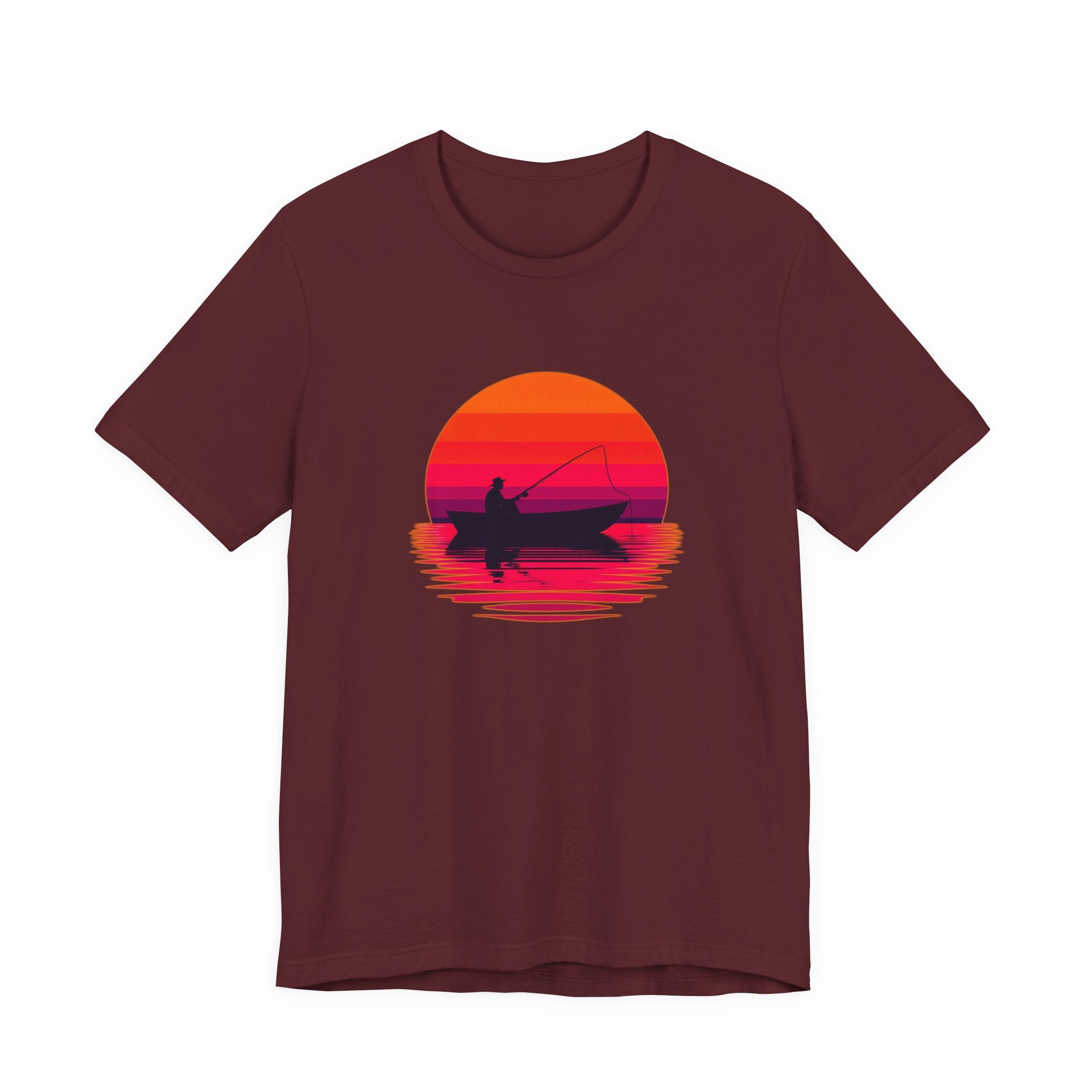 Fishing Sunset T‑Shirt — Retro Sunset Fisherman Boat Tee