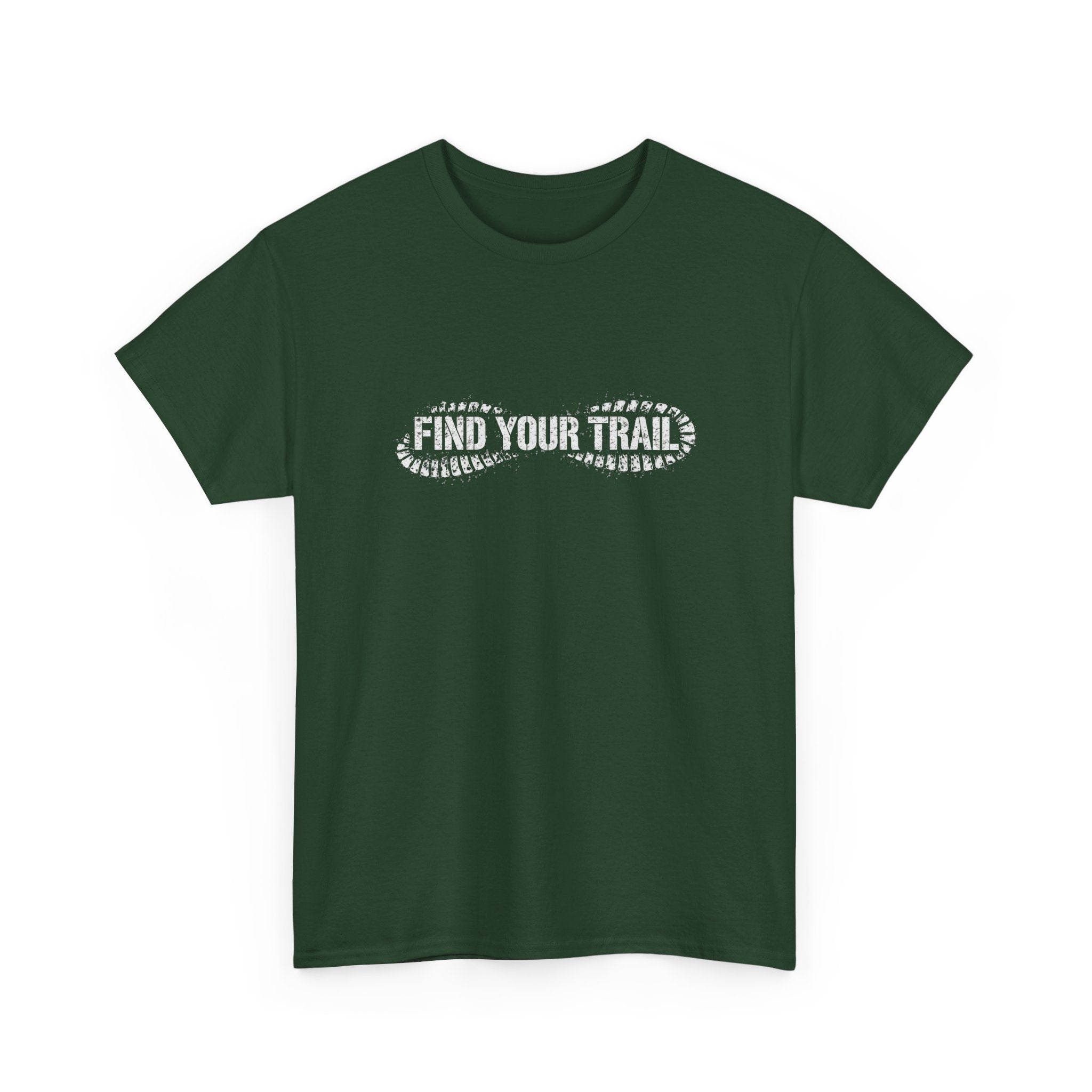 Find Your Trail T-Shirt — Hiking Adventure Tee with Bootprint Design