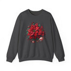 Poinsettia Wreath Crewneck Sweatshirt — Holiday Floral Christmas Sweater