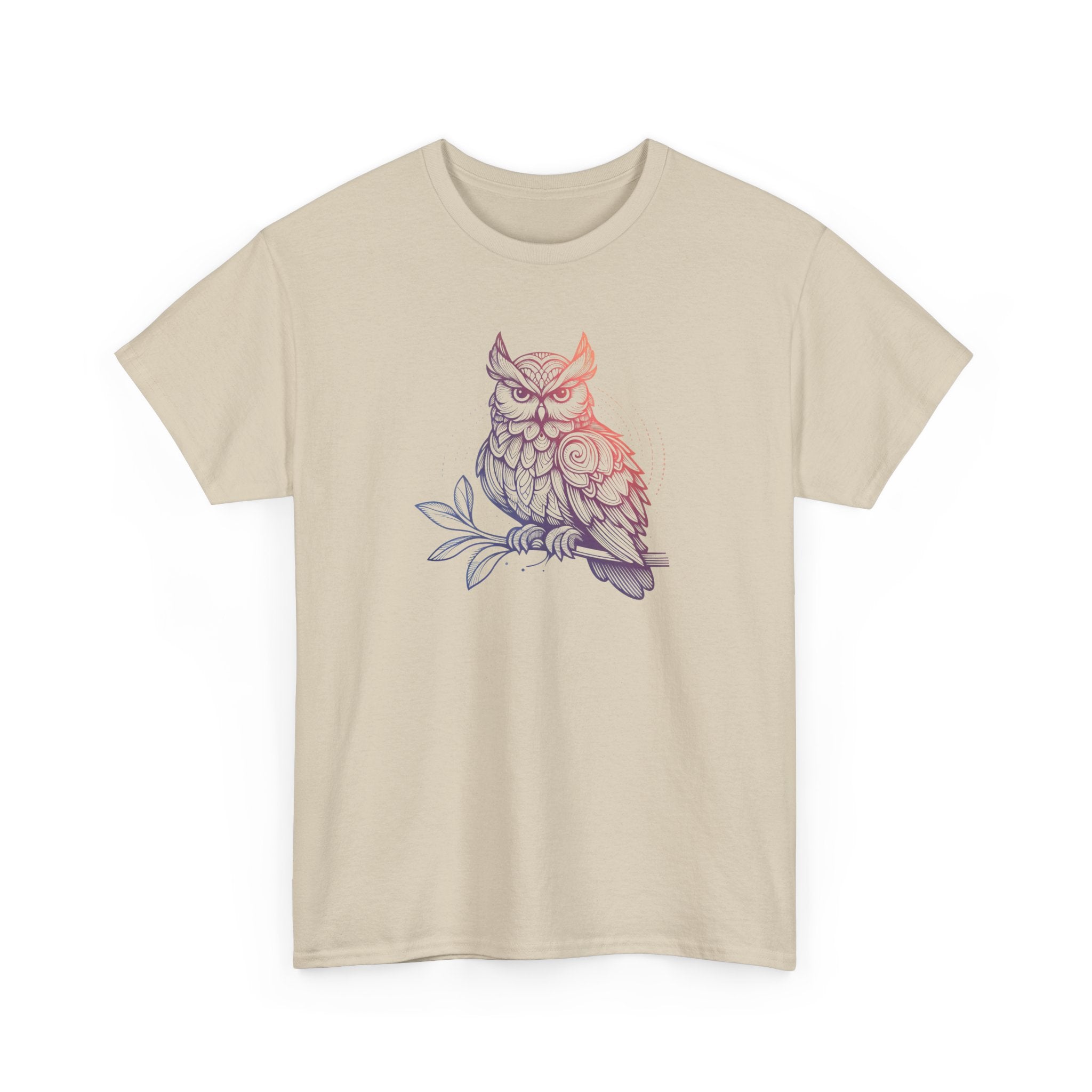 Owl Sketch Tee – Delicate Floral Line Art Graphic T-Shirt