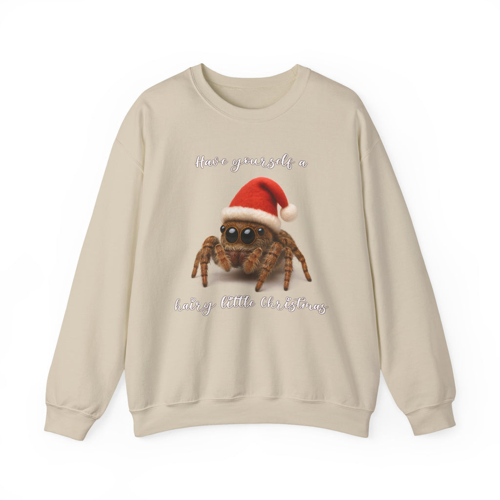 Cute Jumping Spider Christmas Sweatshirt – "Have yourself a hairy little Christmas"
