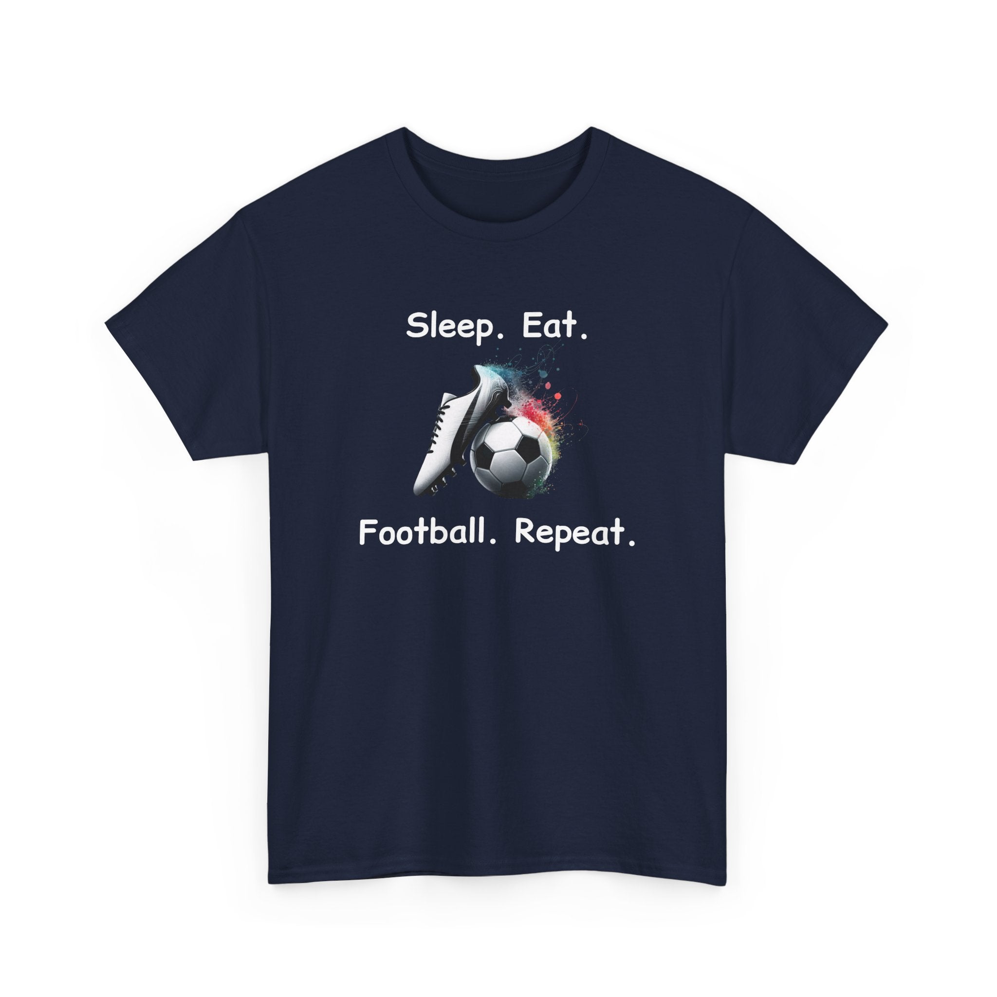 Football Soccer T-Shirt — "Sleep. Eat. Football. Repeat." Youth & Adult Crew Tee