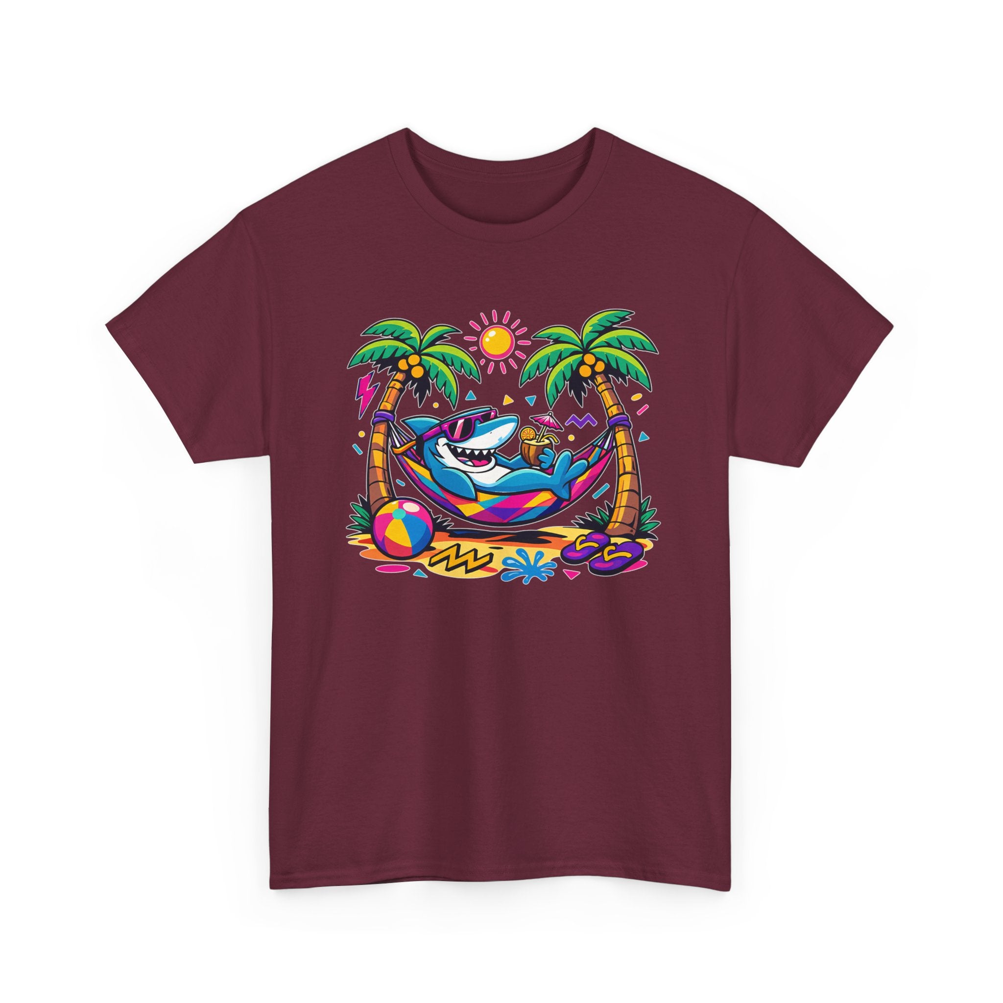 Beach Shark Hammock T‑Shirt — Tropical Summer Vibes Graphic Tee
