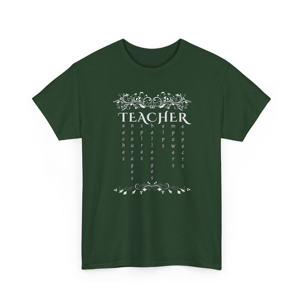 Teacher Floral Rain T-Shirt — Elegant Teacher Appreciation Tee