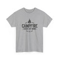Gray t-shirt with 'Campfire State of Mind' text on a white background