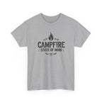 Gray t-shirt with 'Campfire State of Mind' text on a white background