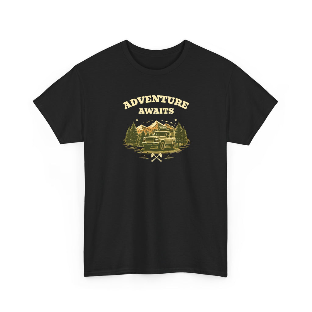 Adventure Awaits T‑Shirt — Vintage Camper Outdoor Graphic Tee