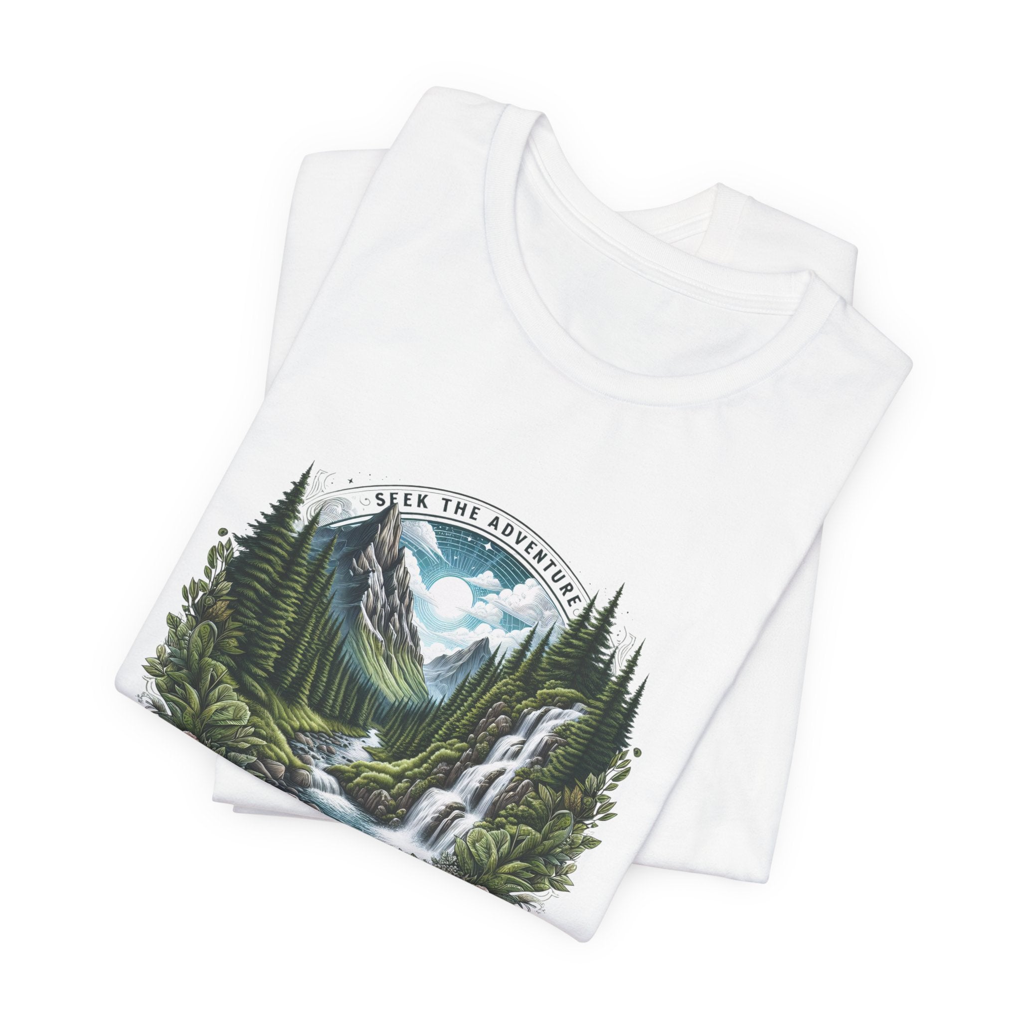 Nature Adventure T-Shirt — Mountain Waterfall Forest Graphic Tee