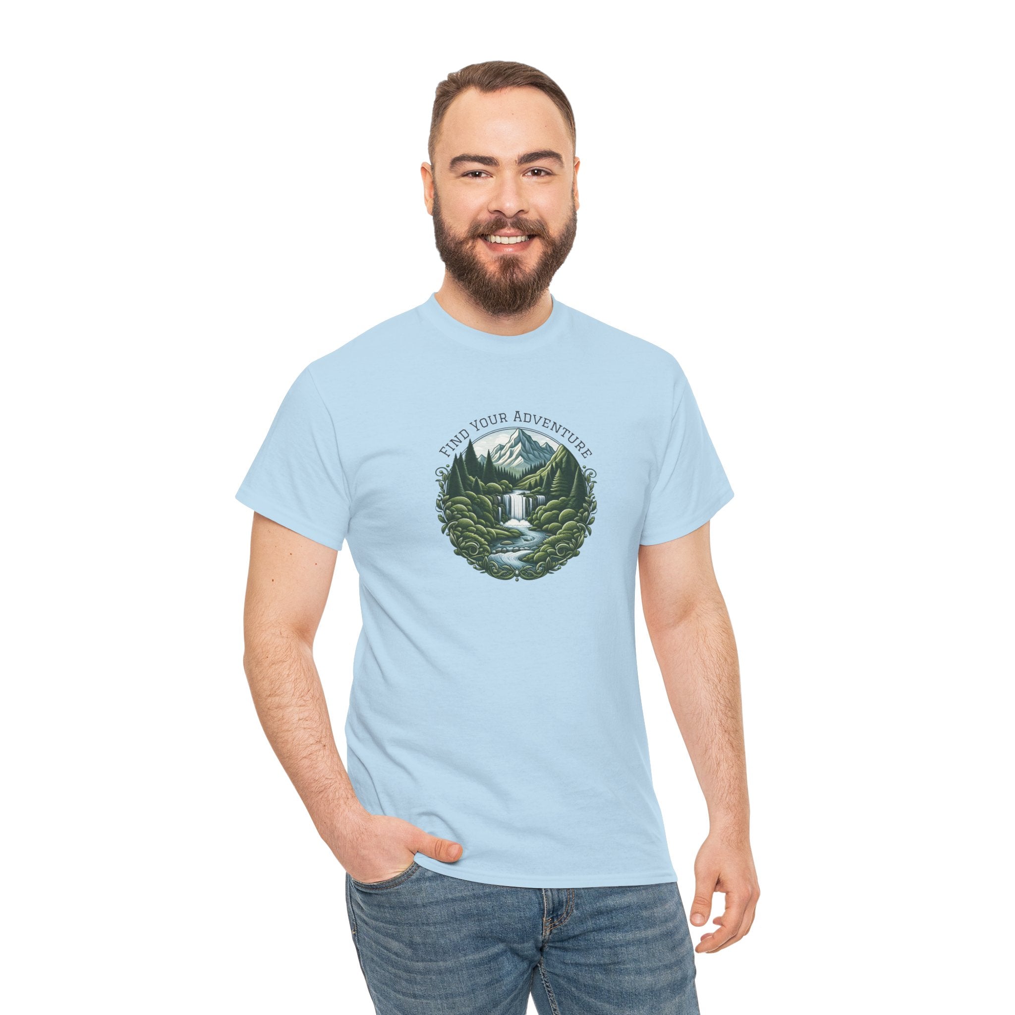 Nature Adventure T-Shirt — Find Your Adventure Mountain & Waterfall Graphic Tee