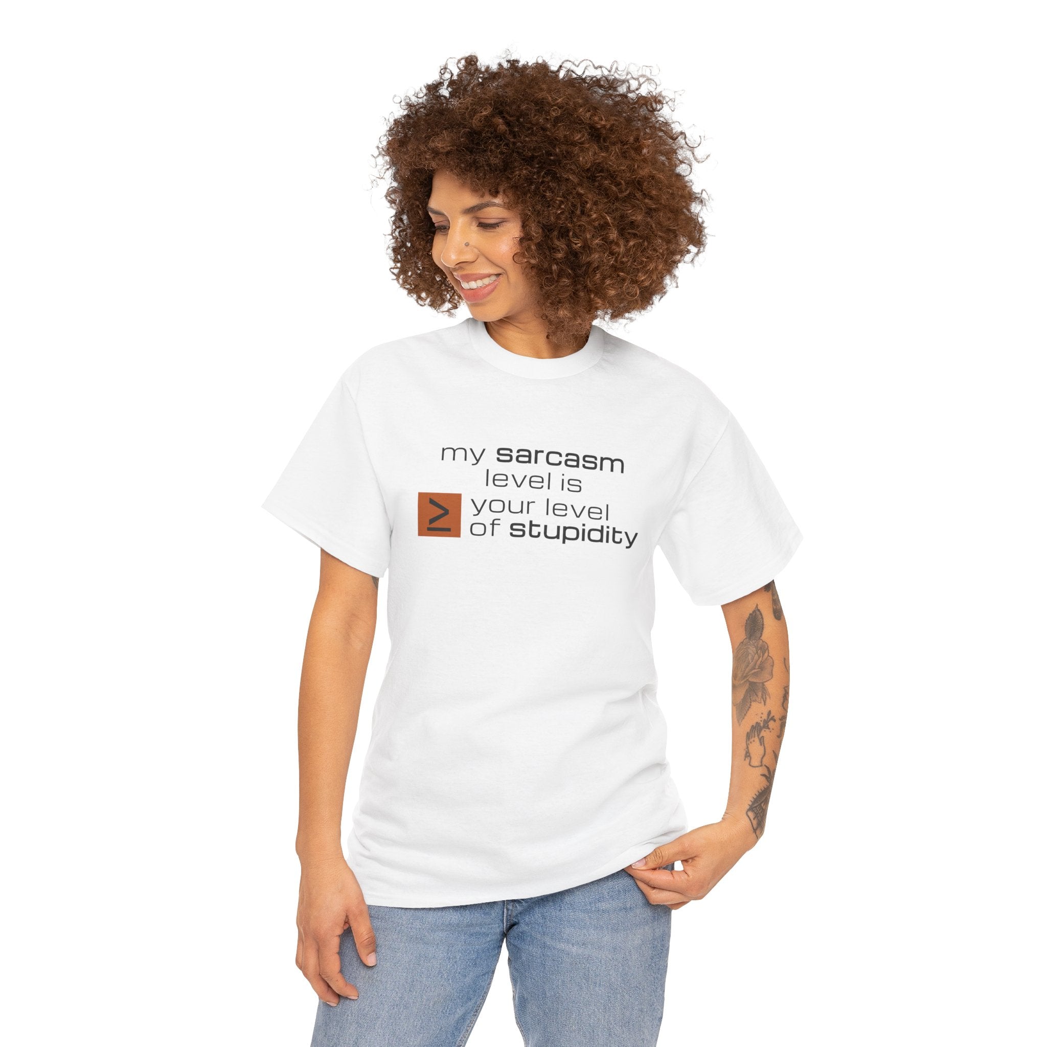 Sarcastic Humor T‑Shirt - My Sarcasm Level Is Greater Than Equal To Your Level of Stupidity