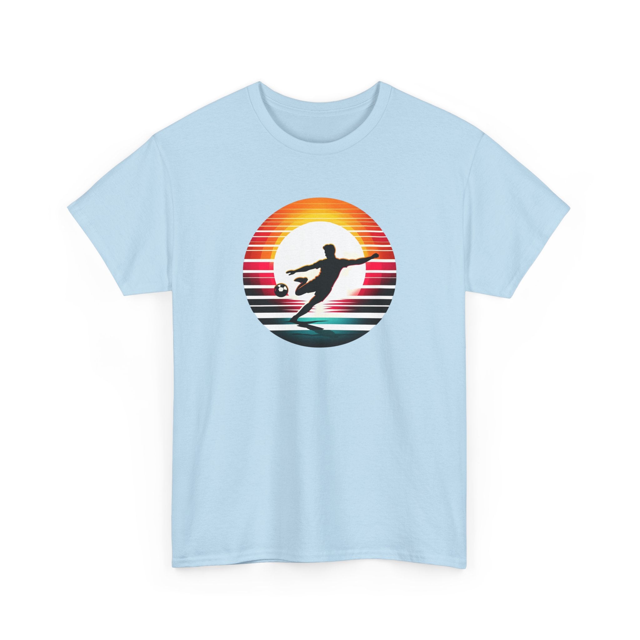 Football Soccer Silhouette Tee — Retro Sunset Soccer T-Shirt