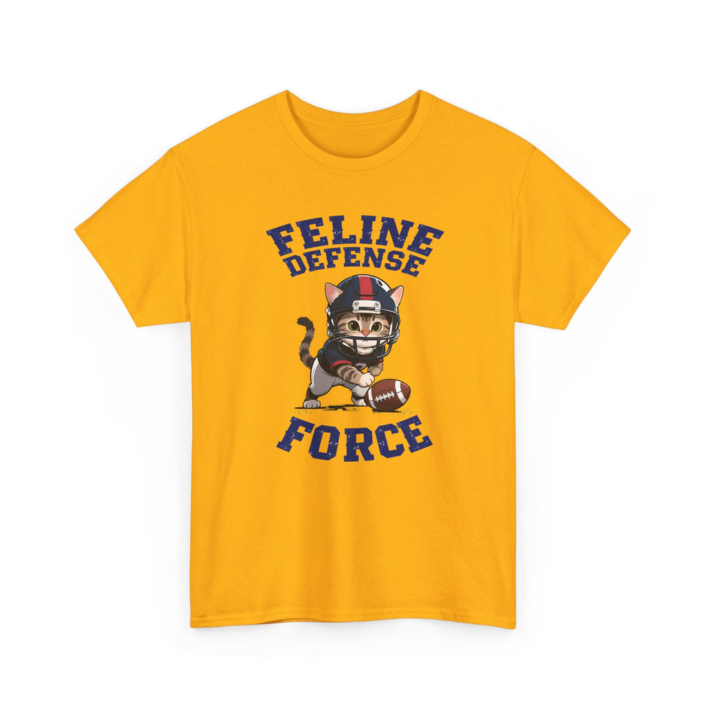 Feline Defense Force T-Shirt — Cute Football Cat Tee for Cat Lovers & Sports Fans