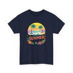 Hello Summer T-Shirt — Tropical Beach Palm Tree Graphic Tee