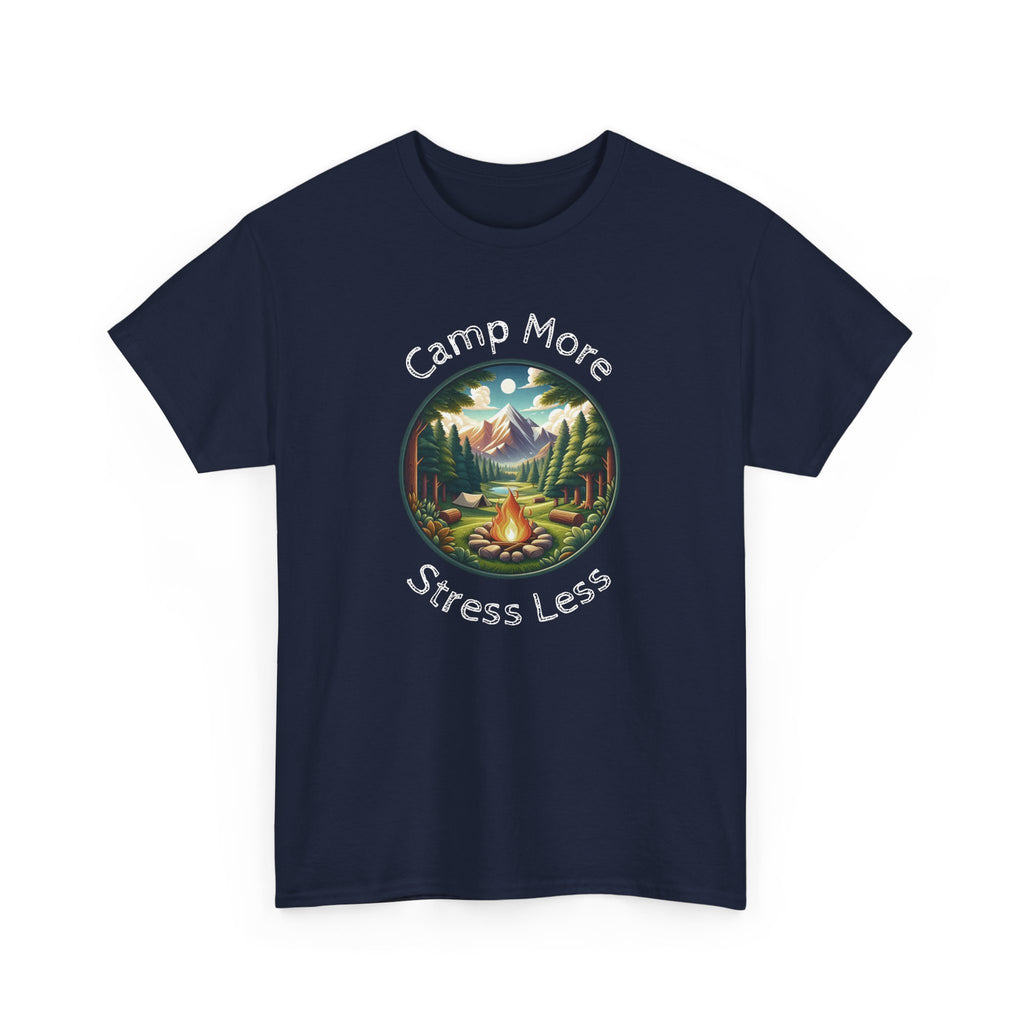 Camp More Stress Less T-Shirt — Outdoor Camping Nature Graphic Tee