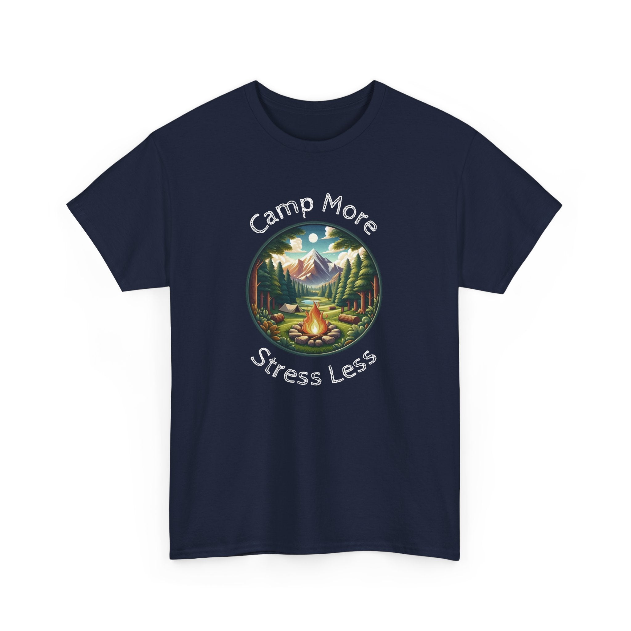 Camp More Stress Less T-Shirt — Outdoor Camping Nature Graphic Tee