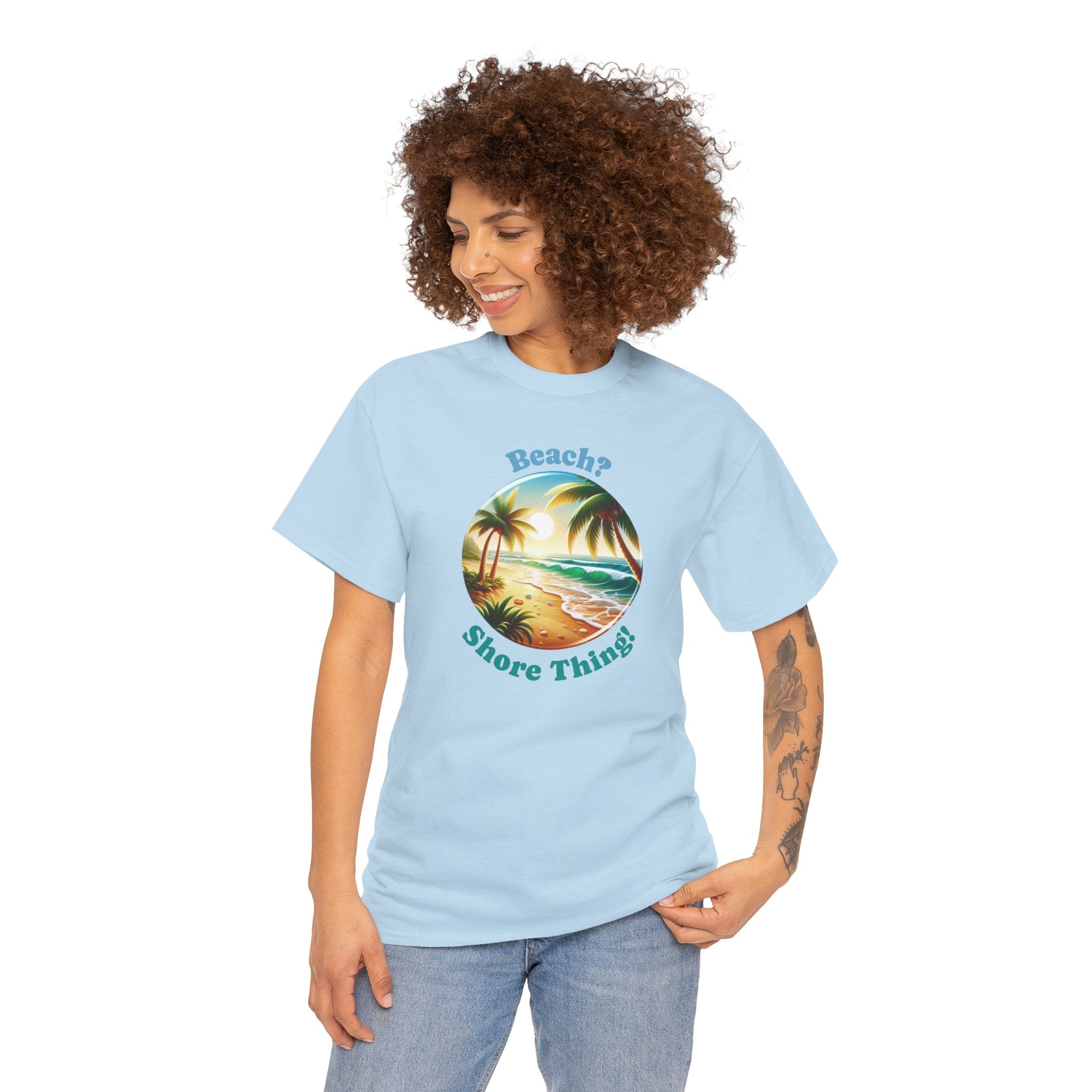 Beach? Shore Thing! Tropical Sunset Summer Beach T-Shirt