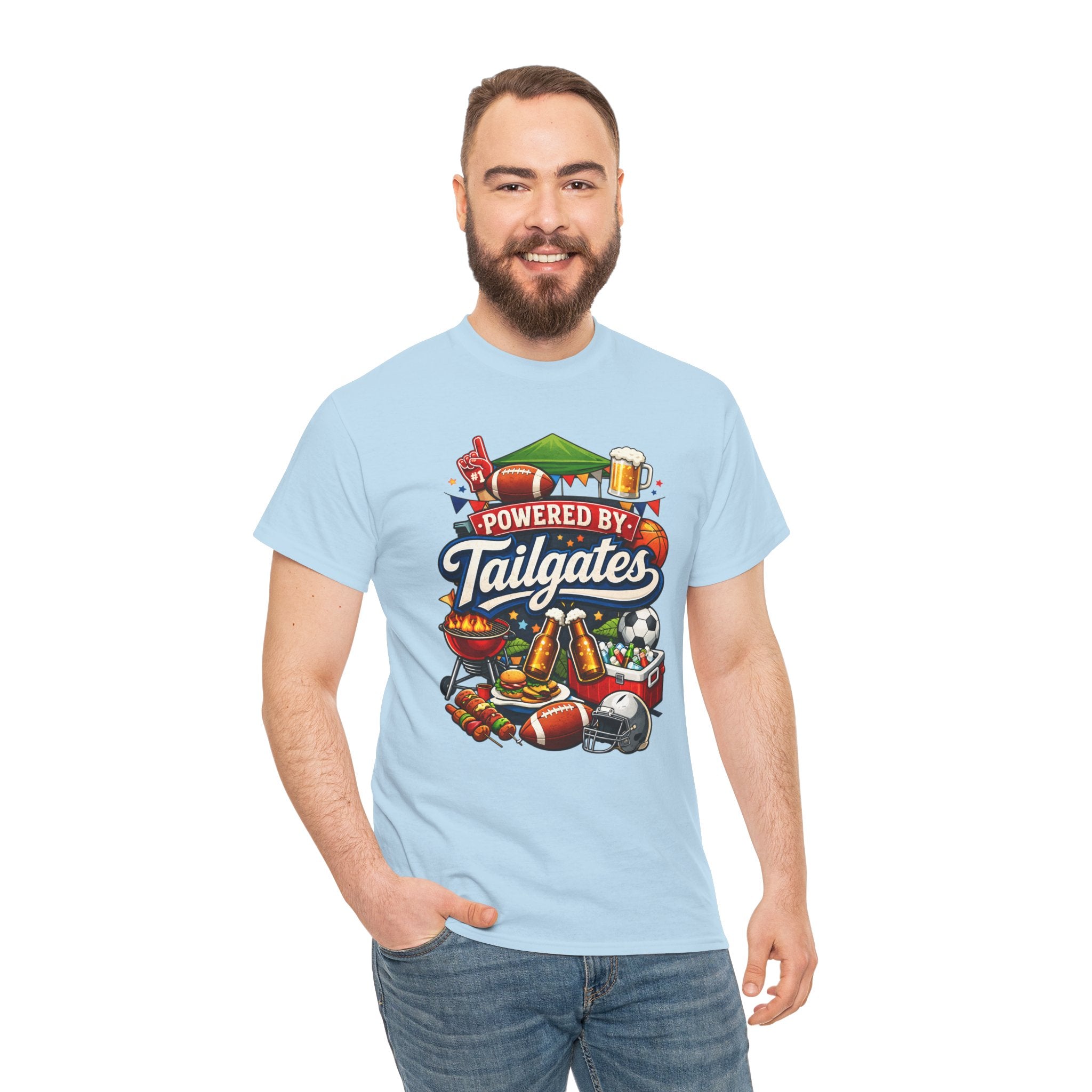 Powered By Tailgates T‑Shirt - Graphic Tee For Sports Fans