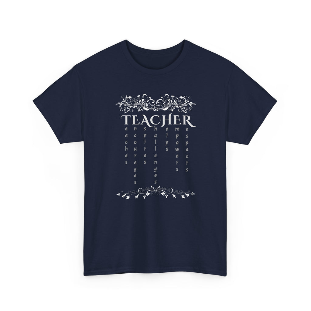 Teacher Floral Rain T-Shirt — Elegant Teacher Appreciation Tee