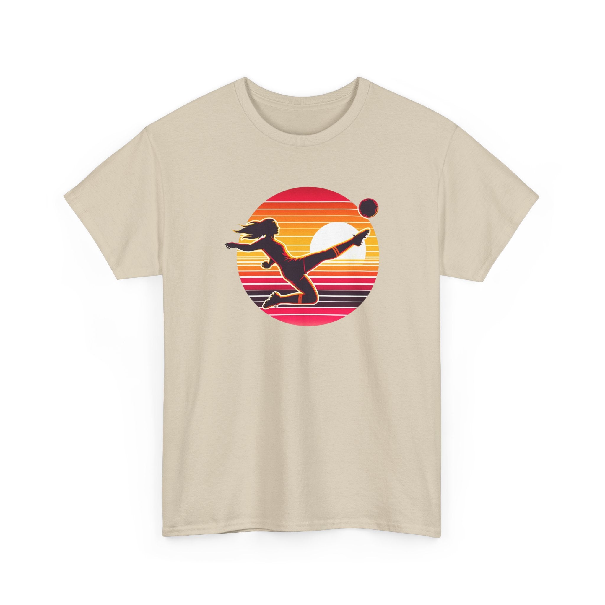 Football Soccer Silhouette Tee — Retro Sunset Football T-Shirt