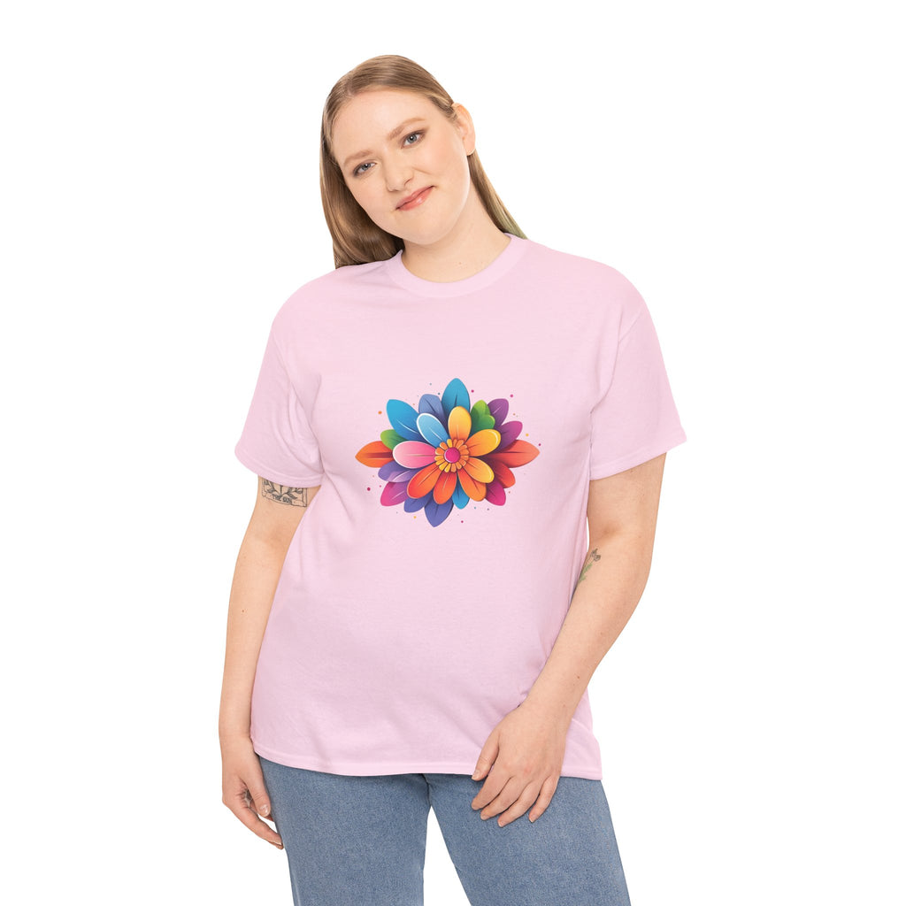 Colorful Layered Flower T-Shirt — Bright Floral Graphic Tee