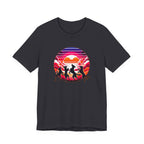Retro Sunset Dancing Dogs T-Shirt — Vintage Rainbow Skyline Graphic Tee