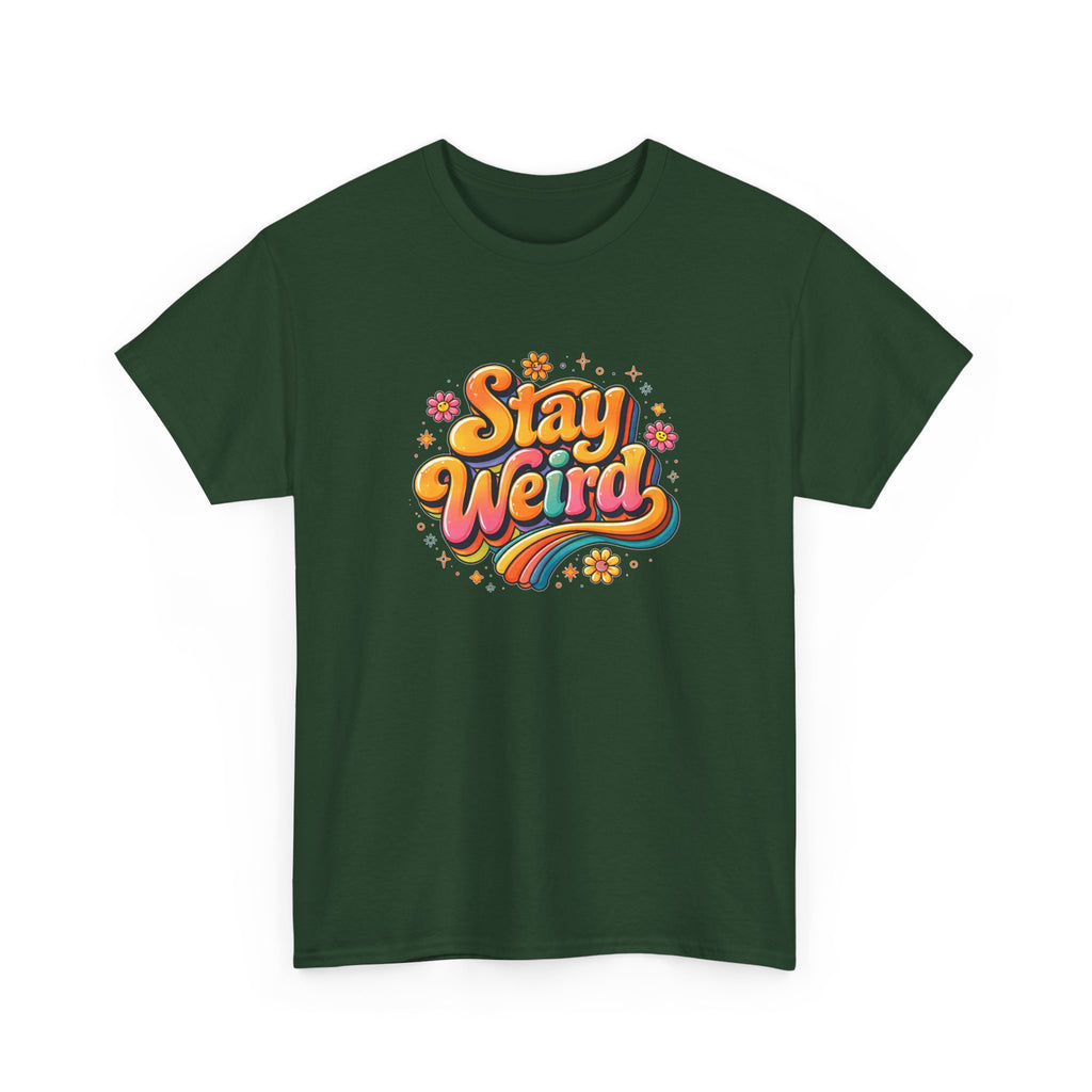 Stay Weird T-Shirt — Retro Rainbow Graphic Tee