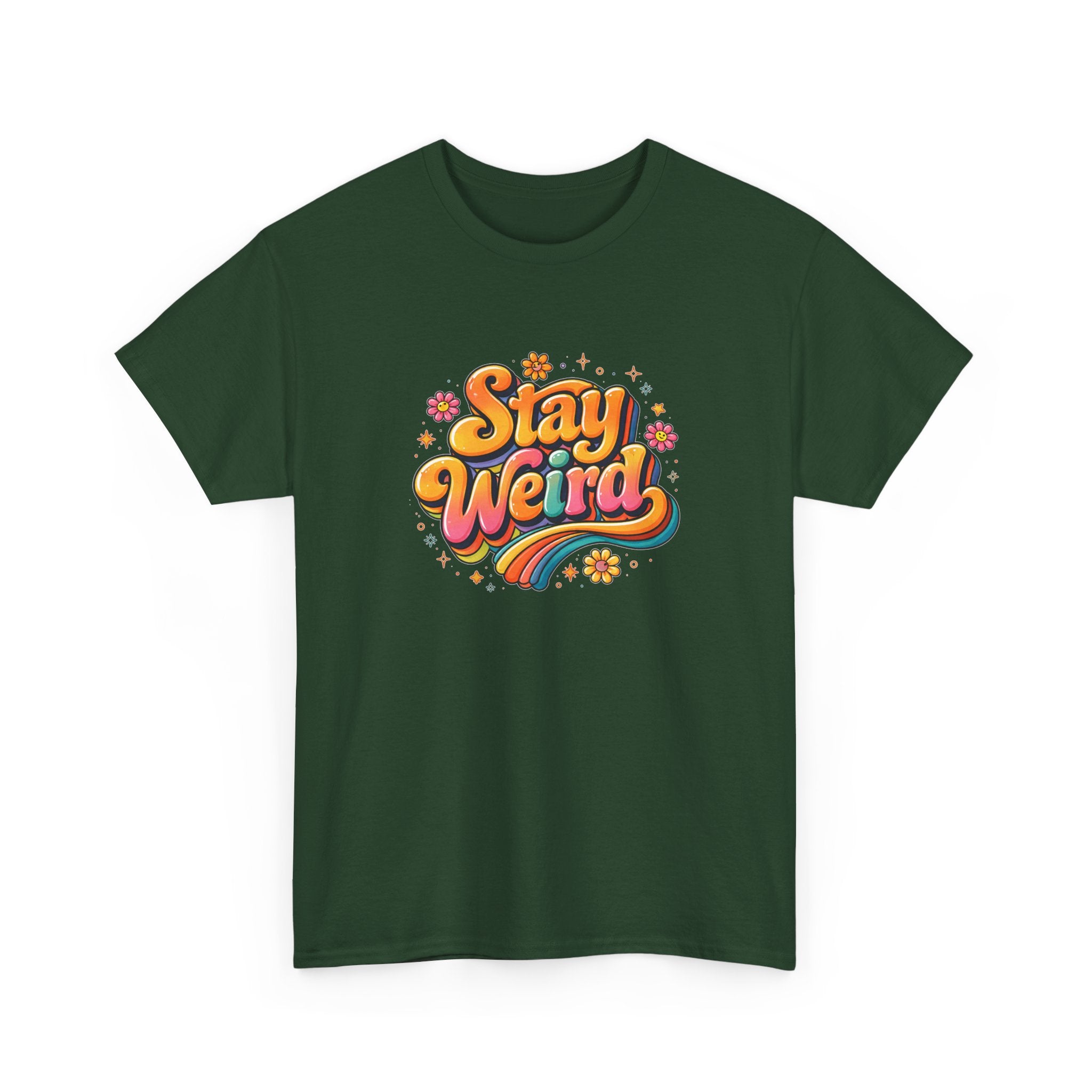 Stay Weird T-Shirt — Retro Rainbow Graphic Tee