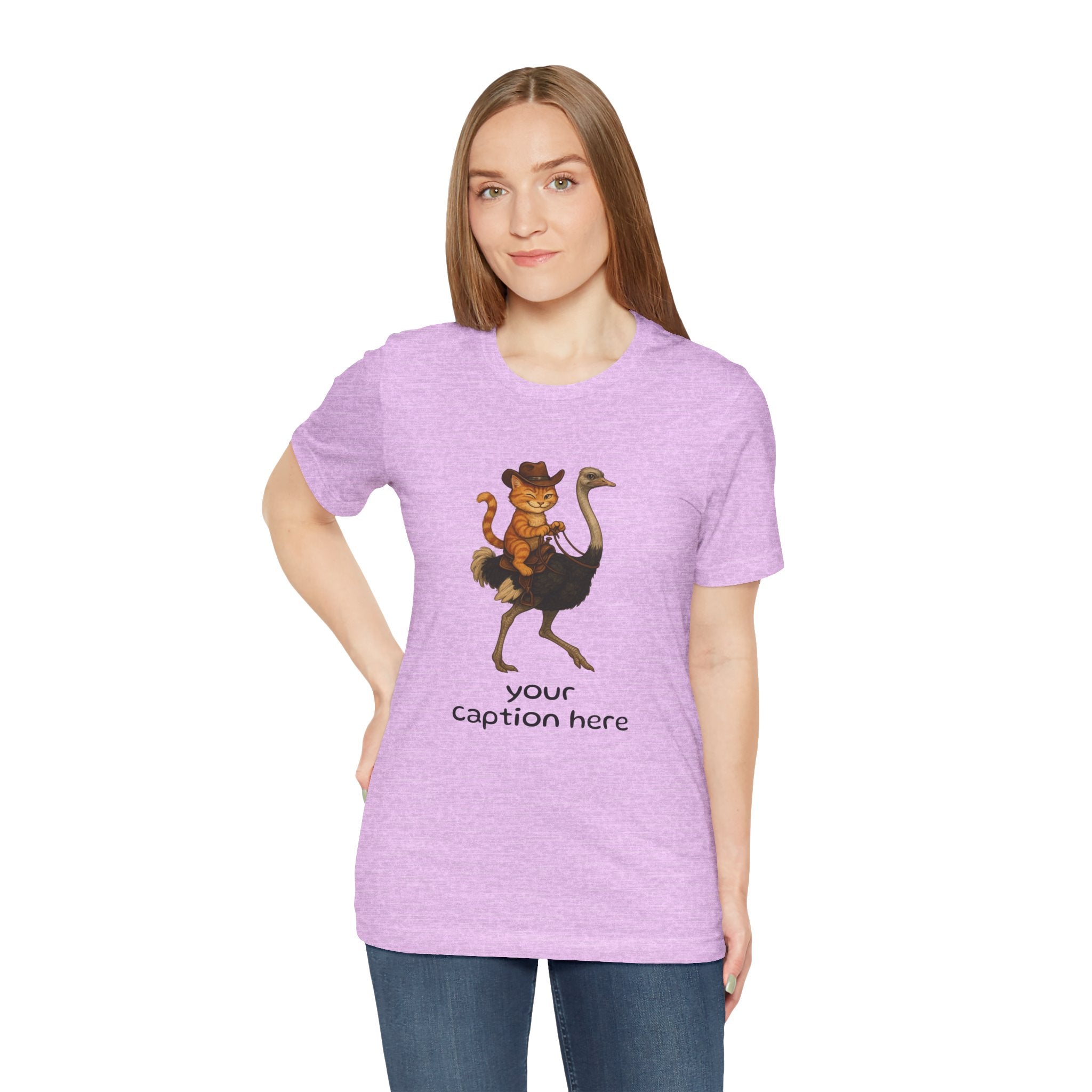Cat Cowboy Riding Ostrich T-Shirt – Whimsical Western Animal Tee
