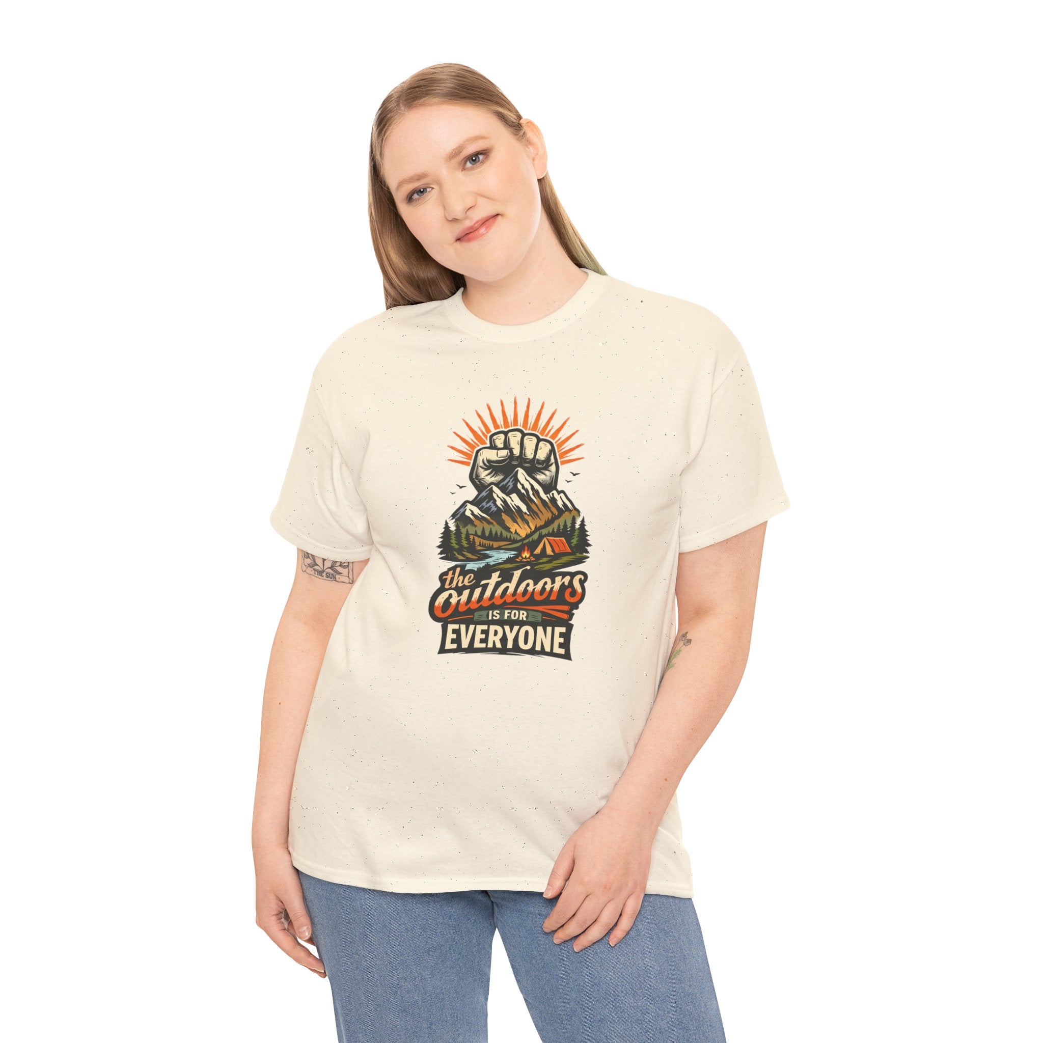 Outdoors for Everyone T-Shirt — Vintage Mountain Fist Camping Tee