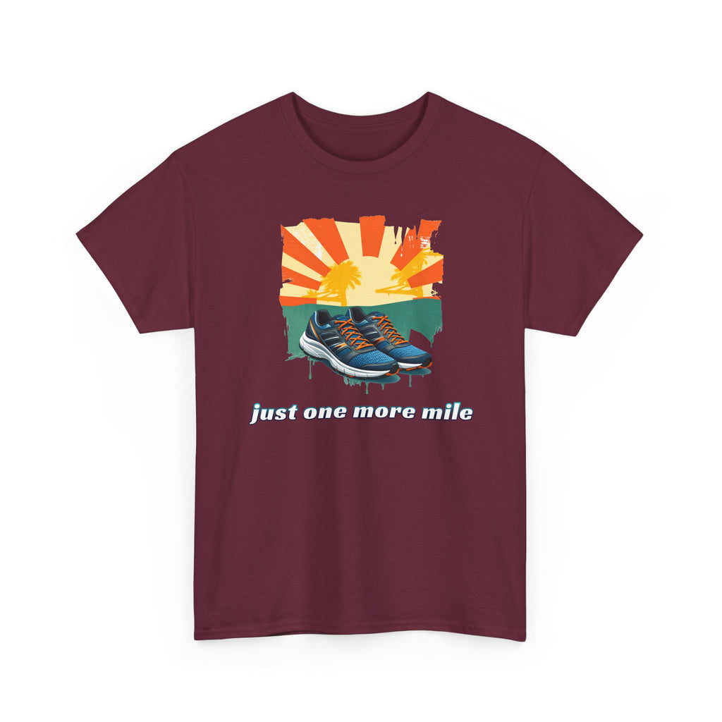 Running Tee — "Just One More Mile" Sunrise Graphic Shirt