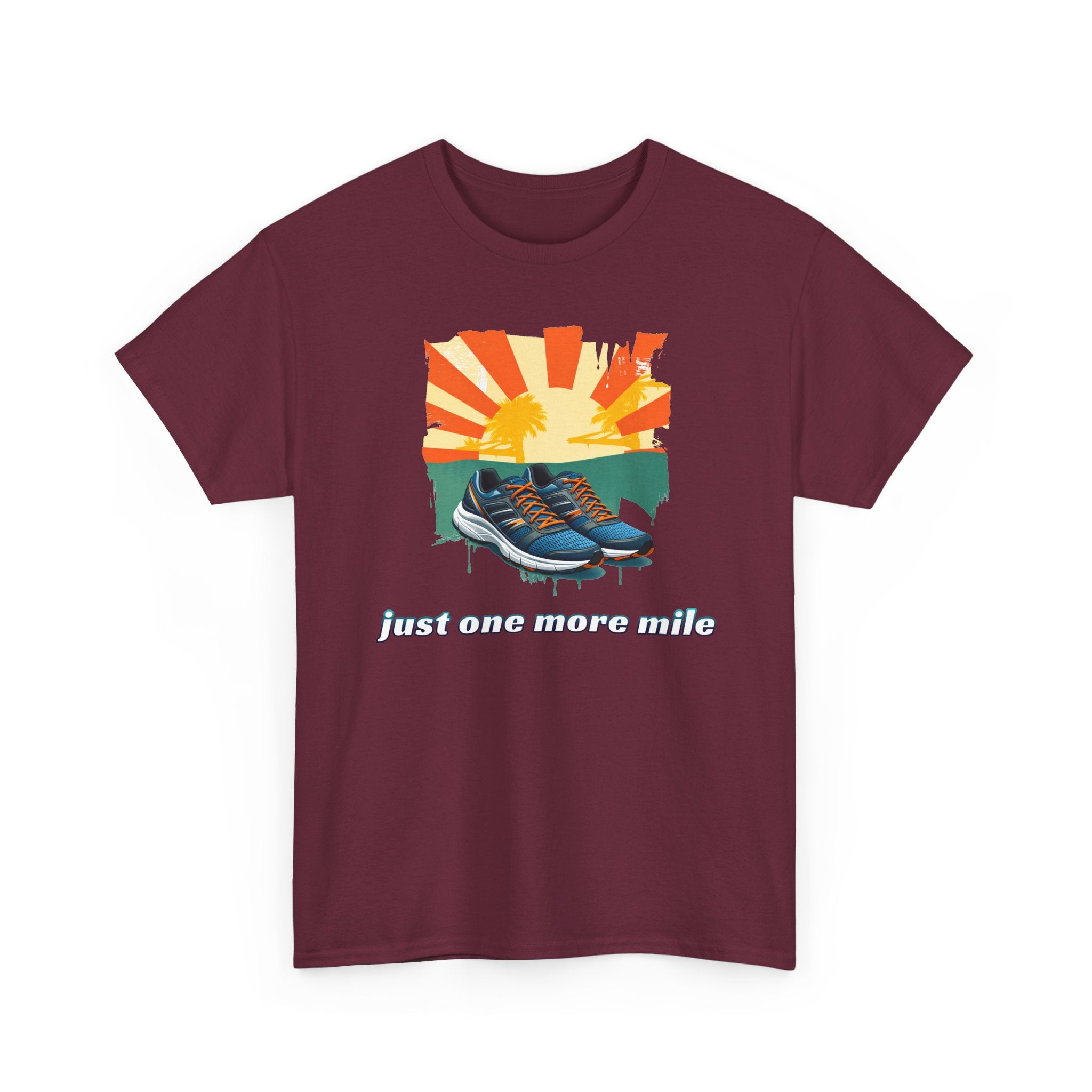 Running Tee — "Just One More Mile" Sunrise Graphic Shirt