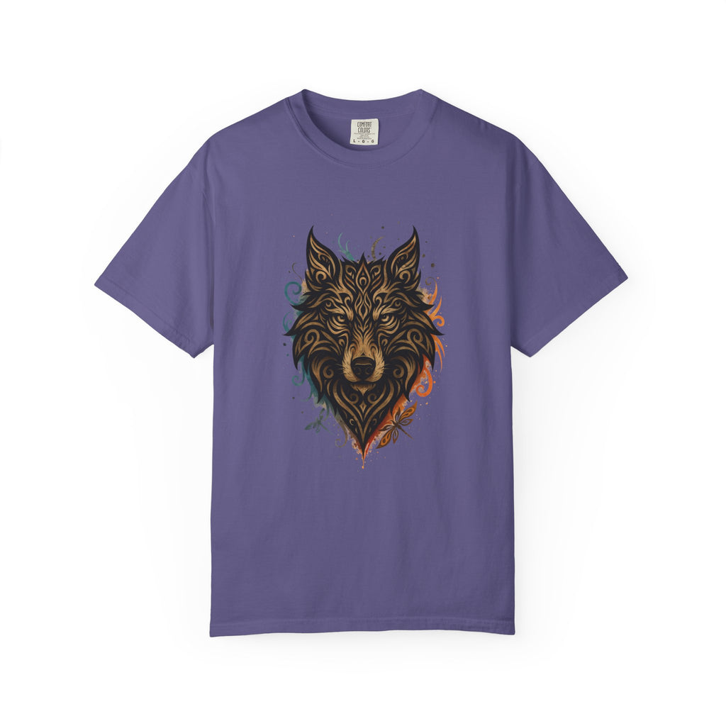 Wolf Head Graphic T-Shirt — Intricate Tribal Wolf Art Tee