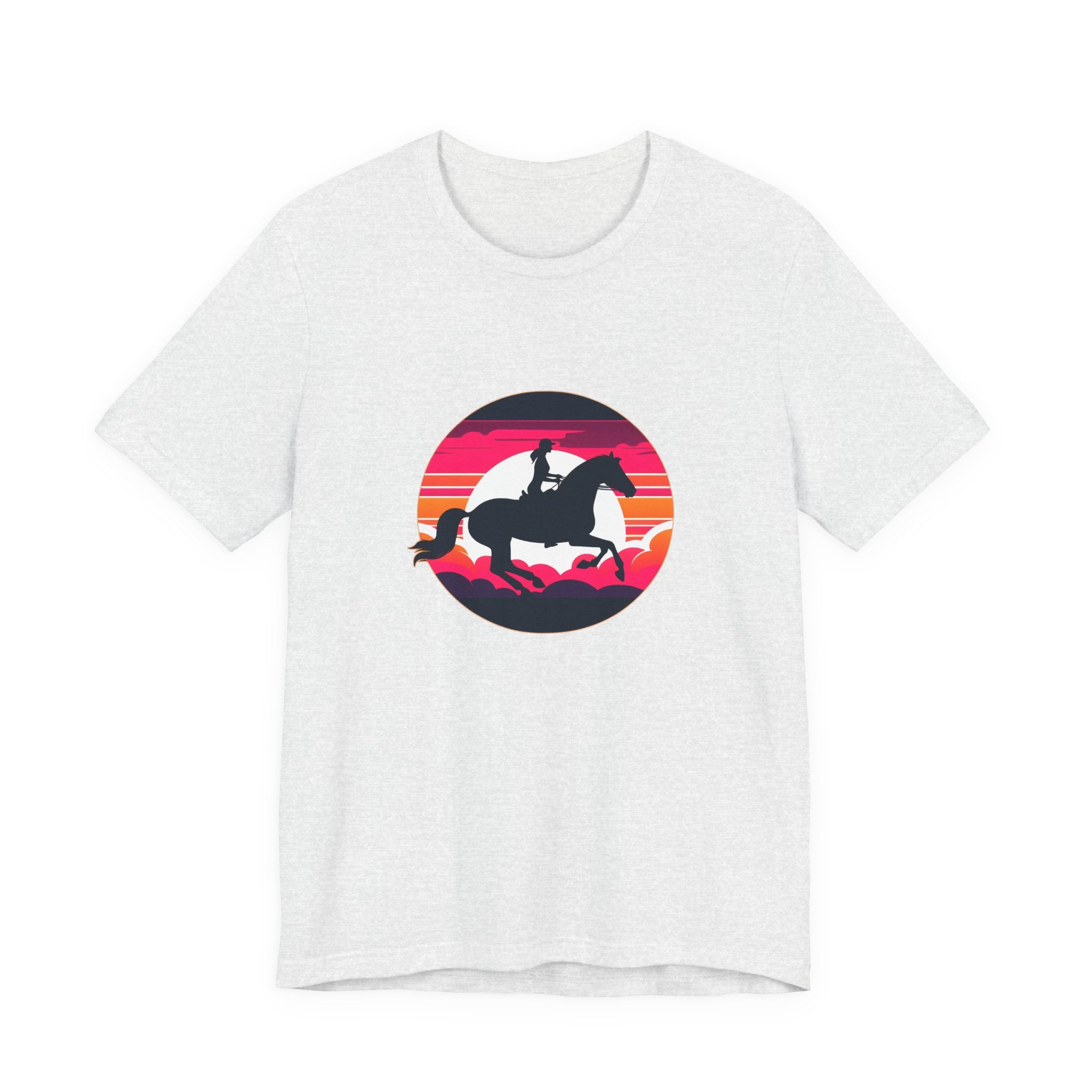 Woman Horse Riding Retro Sunset Tee