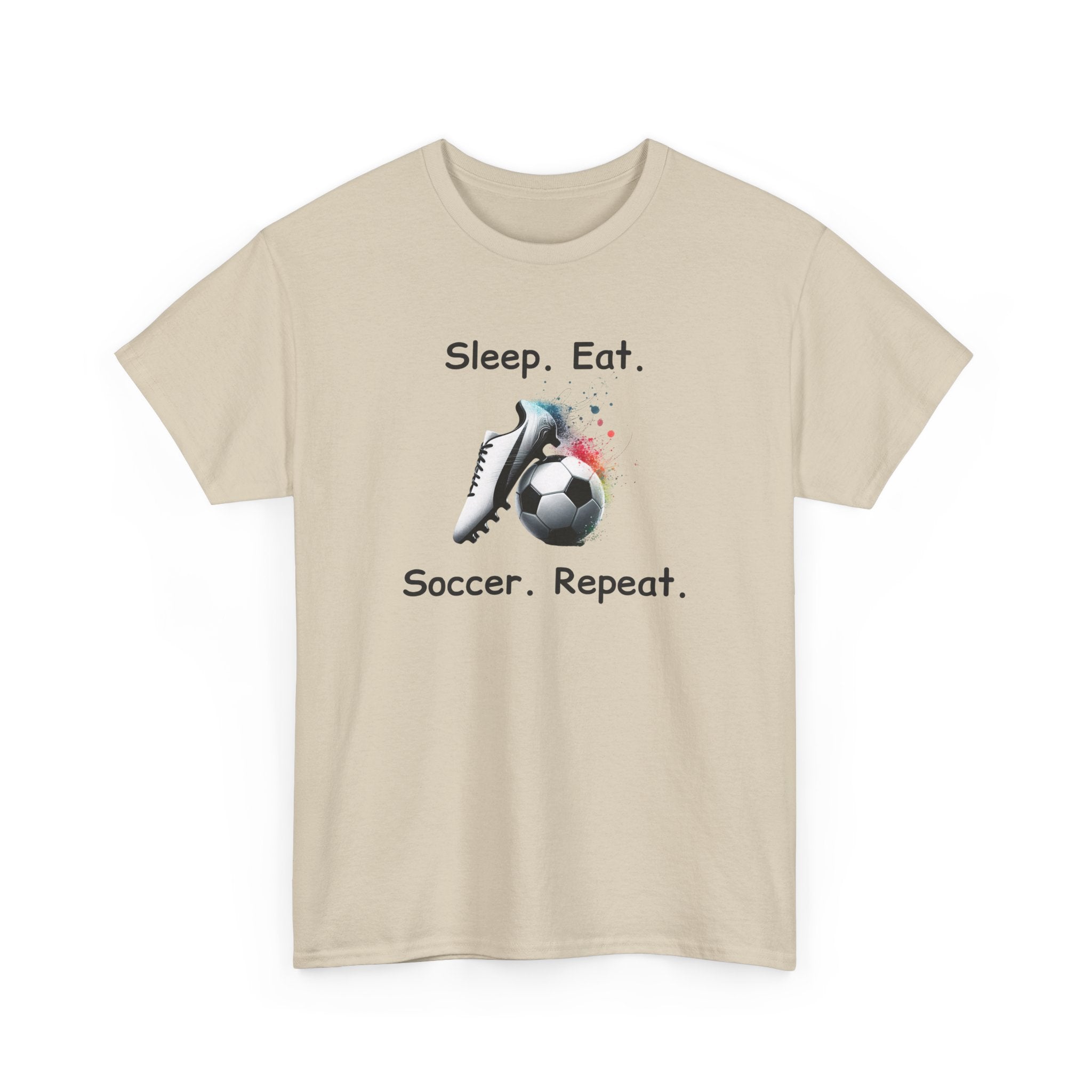 Soccer T-Shirt — "Sleep. Eat. Soccer. Repeat." Youth & Adult Crew Tee