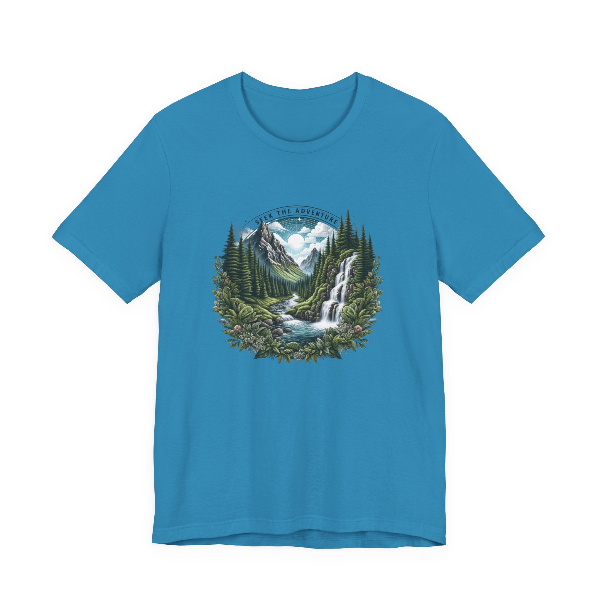 Nature Adventure T-Shirt — Mountain Waterfall Forest Graphic Tee
