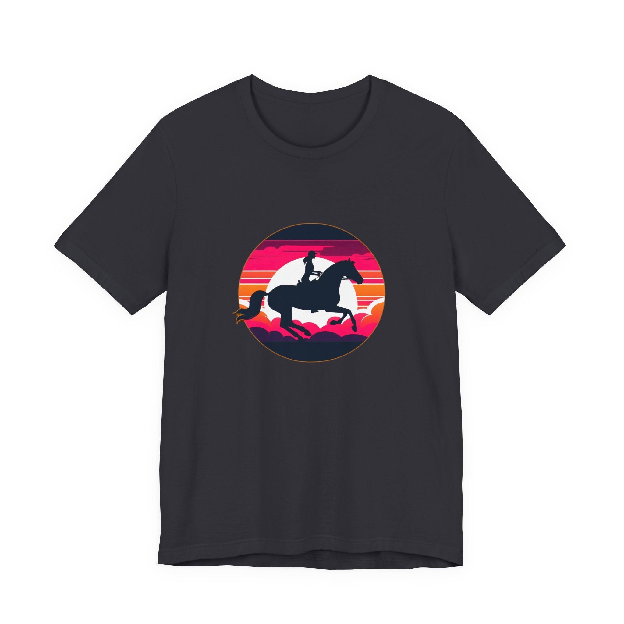 Woman Horse Riding Retro Sunset Tee