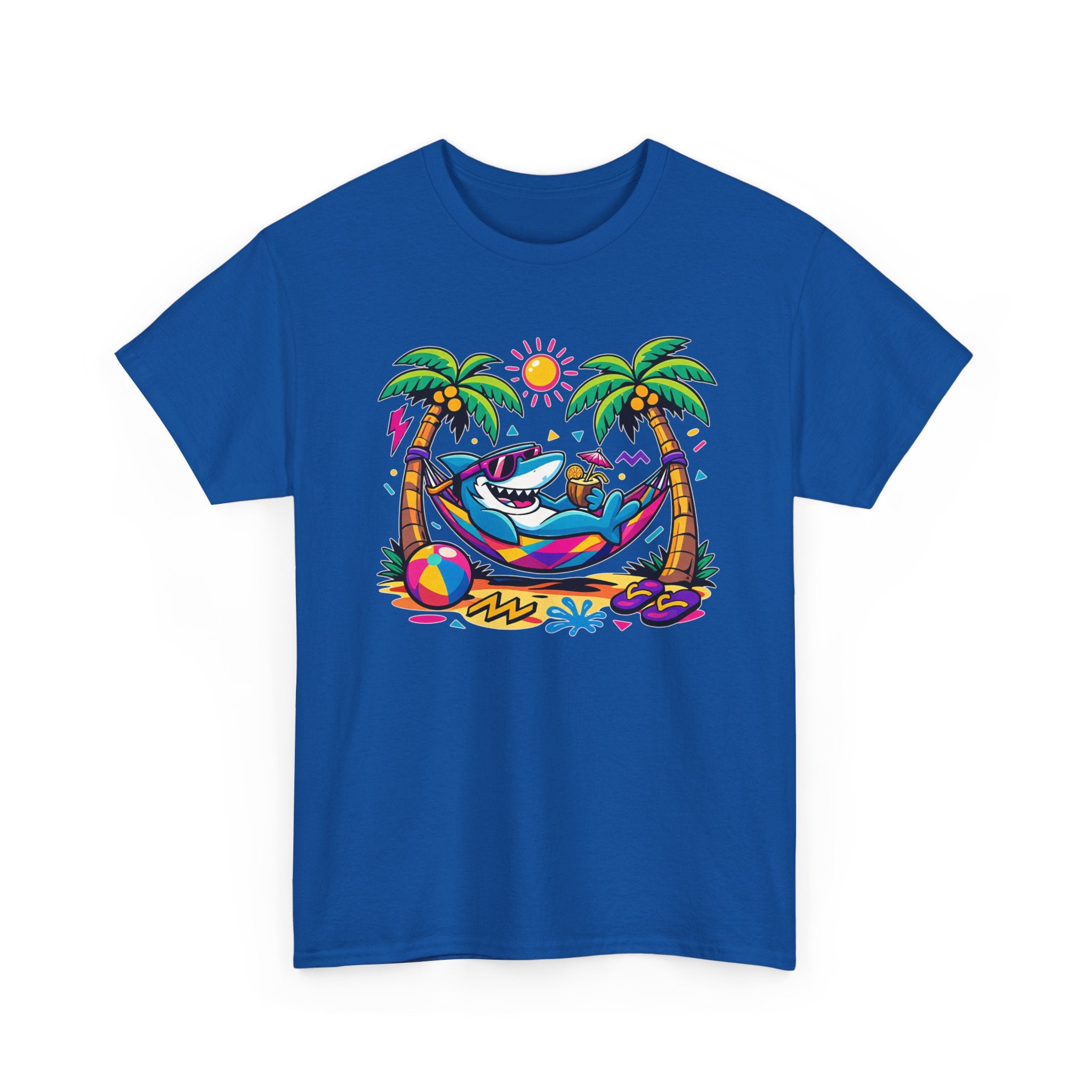Beach Shark Hammock T‑Shirt — Tropical Summer Vibes Graphic Tee
