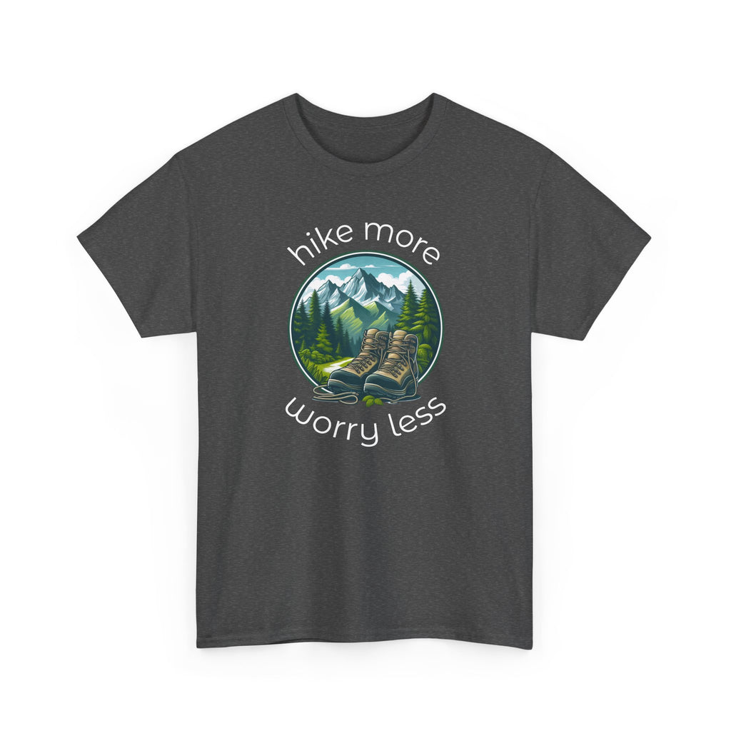 Hike More Worry Less T-Shirt — Nature Hiking Graphic Tee