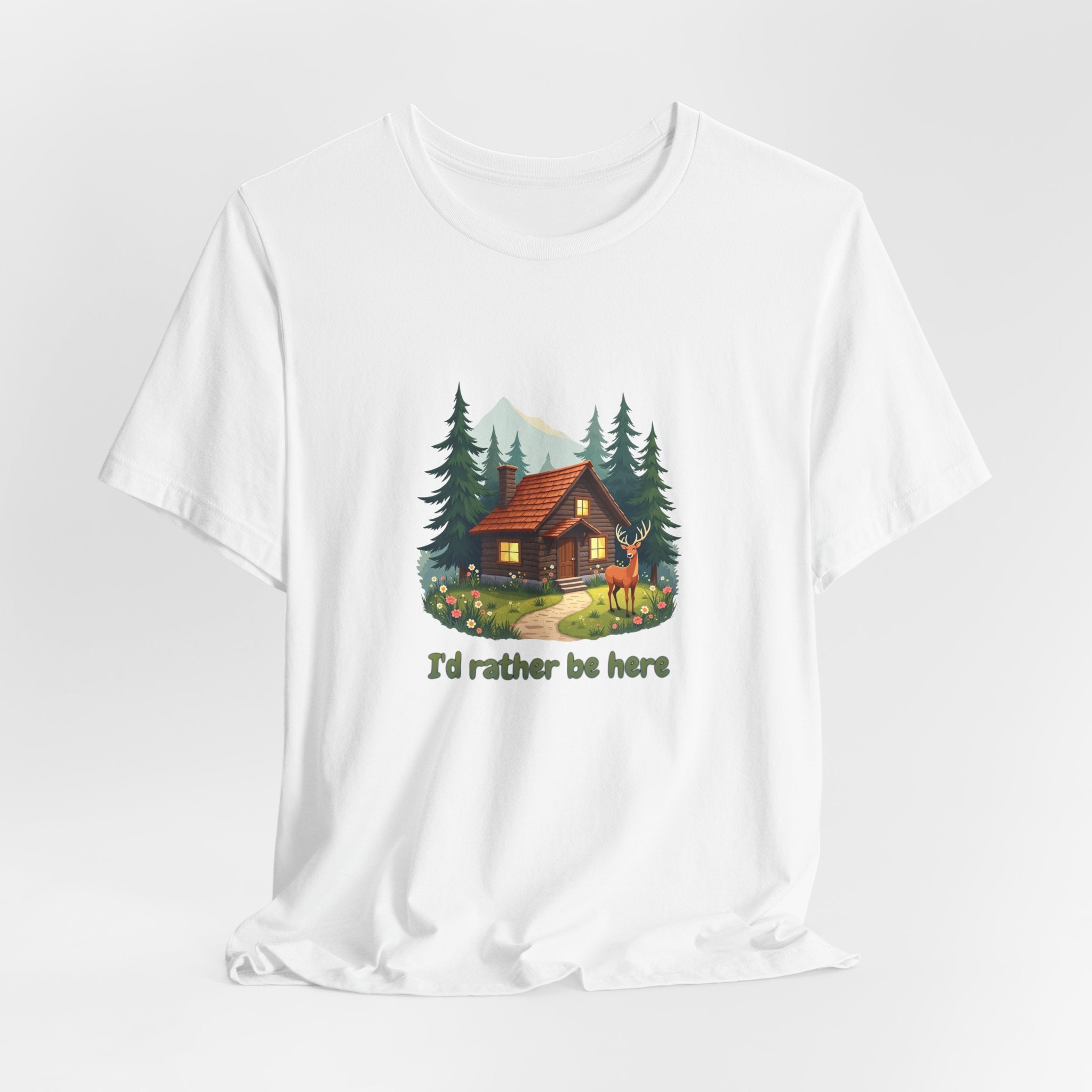 Cabin Escape T-Shirt — 'I'd Rather Be Here' Outdoors Tee
