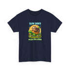 Slow Down Turtle Sloth & Snail V-Neck Tee — "Enjoy Life a Little" Relaxed Graphic Shirt
