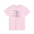 Resist T‑Shirt — 'power defiance persist dignity progress stand' Minimalist Protest Tee
