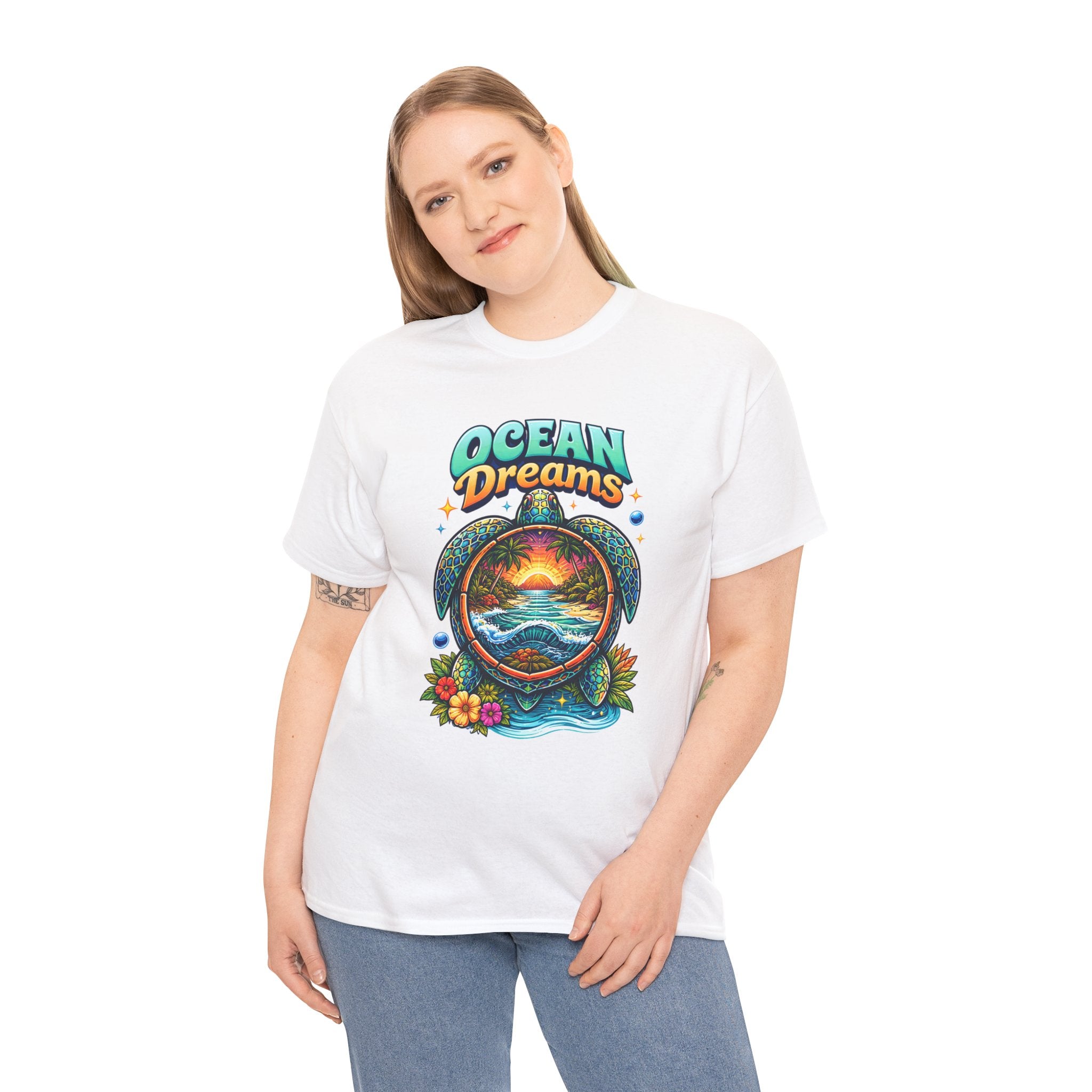 Ocean Dreams T‑Shirt — Tropical Sunset Sea Turtle Graphic Tee