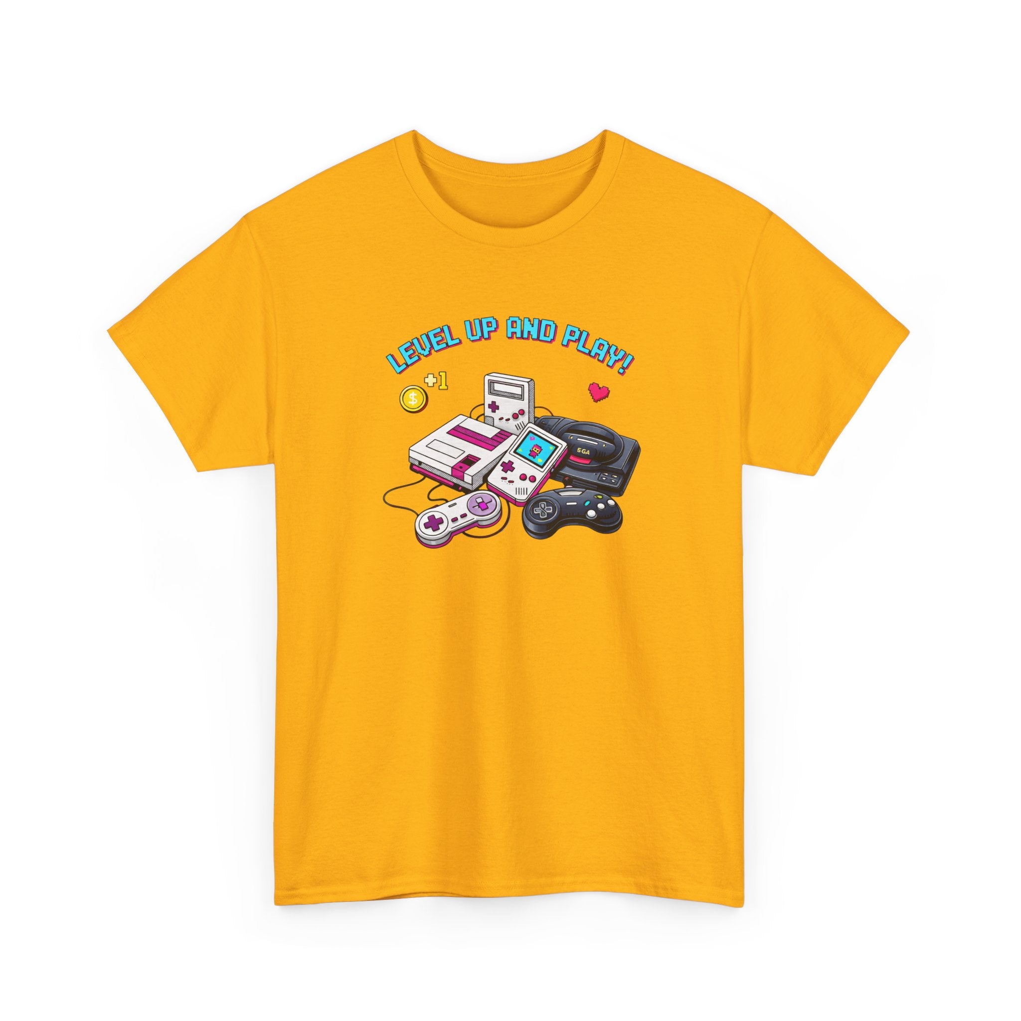 Level Up Retro Gaming T‑Shirt — Vintage Game Console Graphic Tee