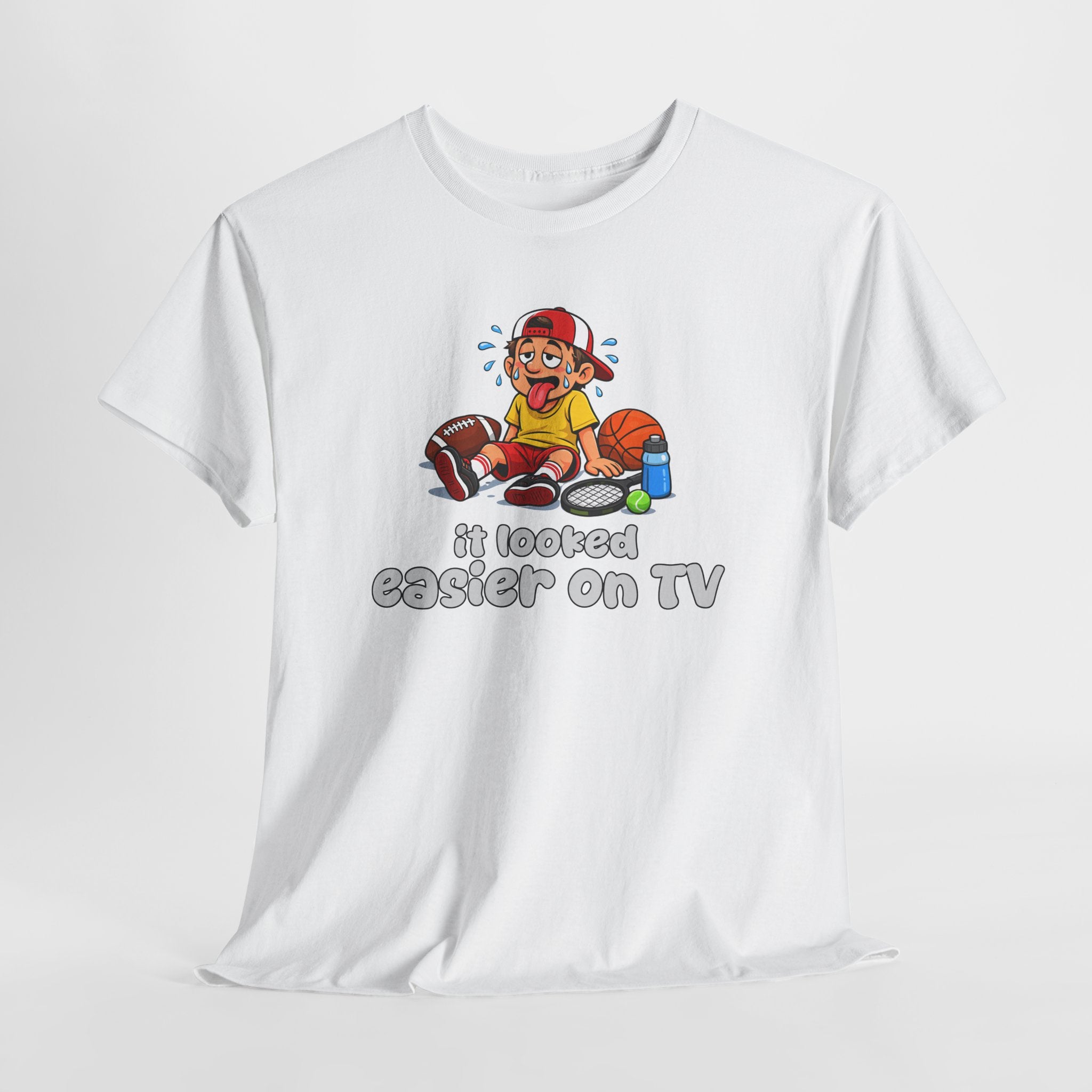 'It Looked Easier on TV' Funny Athletic Sports Fan Graphic T Shirt