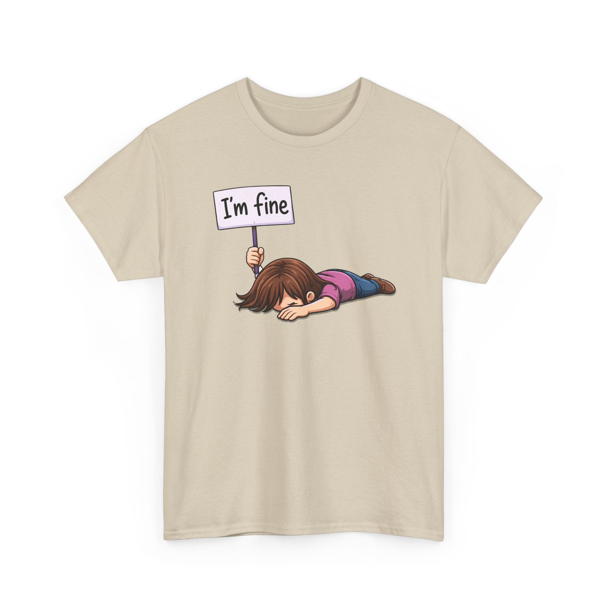 Cute Cartoon Girl 'I'm Fine' Funny Dry Humor Graphic Tee