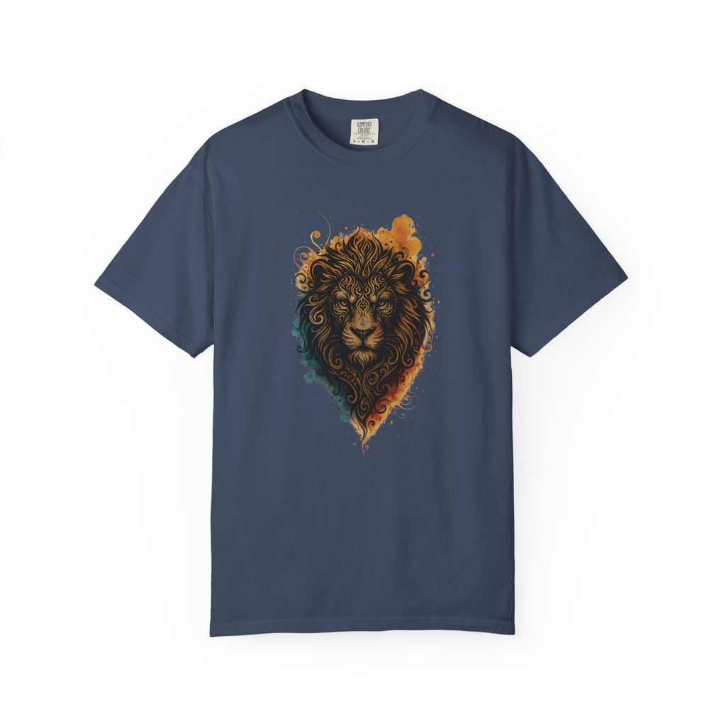 Lion Head T-Shirt — Artistic Tribal Lion Face Tee