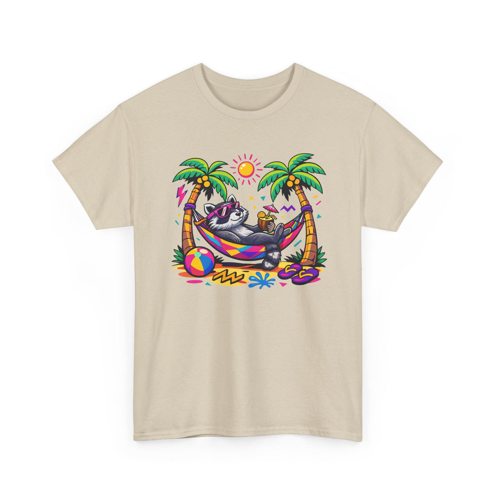 Beach Raccoon Hammock T‑Shirt — Tropical Summer Vibes Graphic Tee