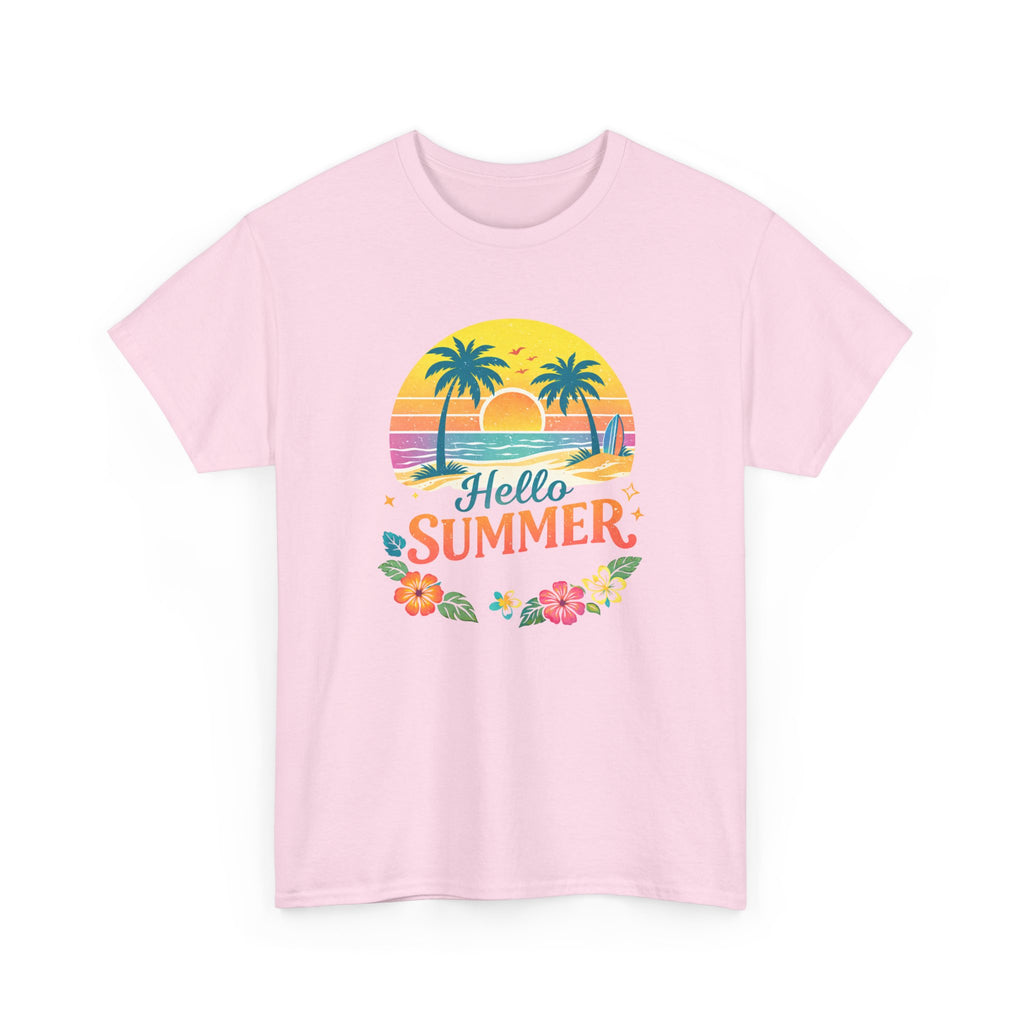 Hello Summer T-Shirt — Tropical Beach Palm Tree Graphic Tee